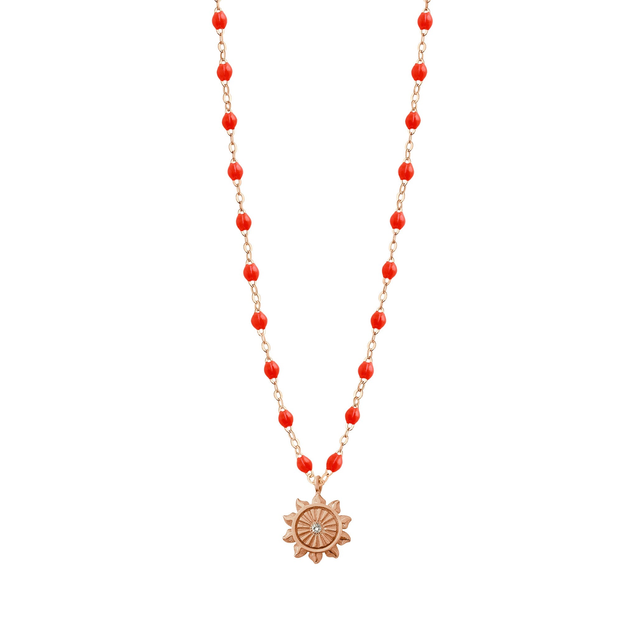 Gigi Clozeau - Lucky Sun Coral Diamond Necklace, Rose Gold, 16.5"