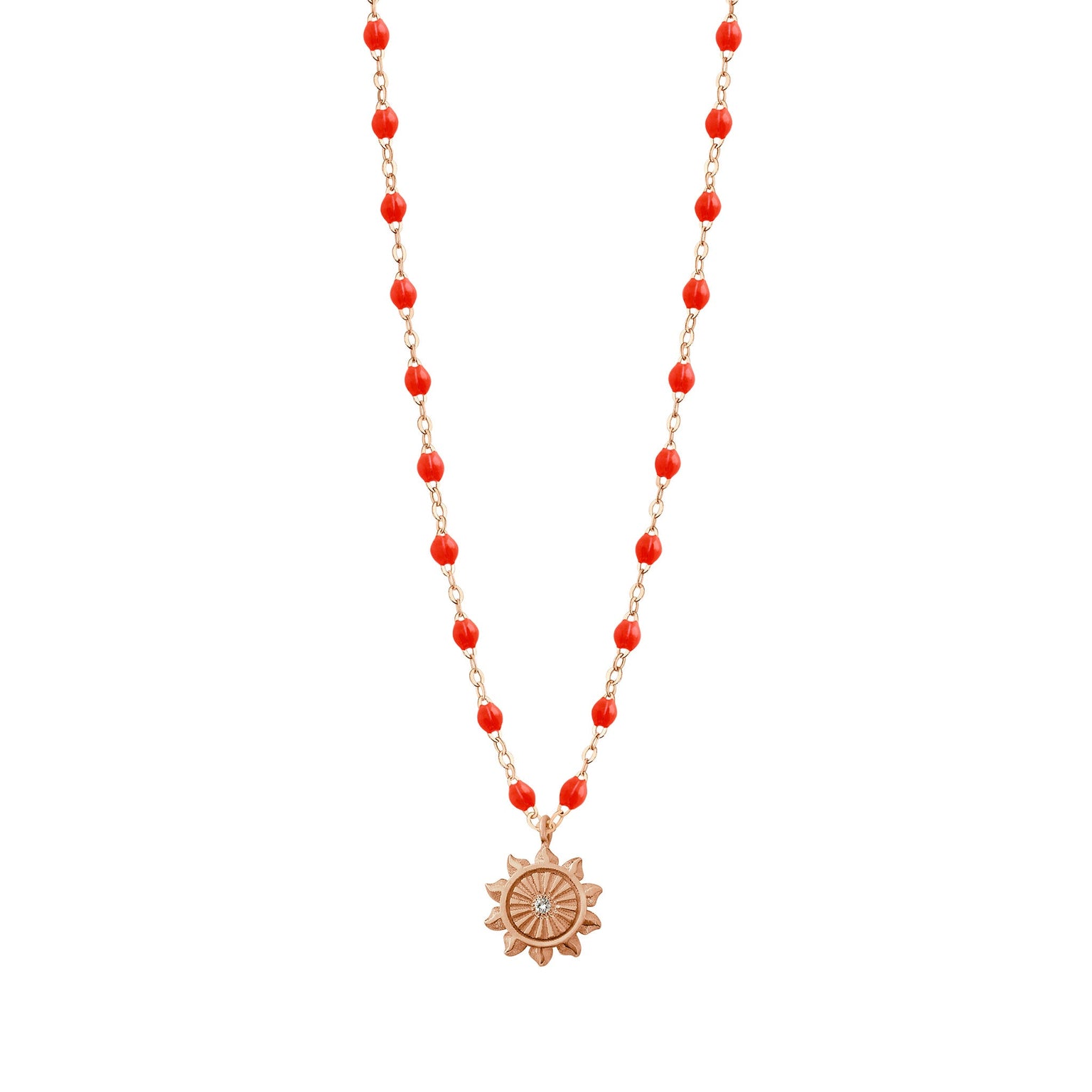 Gigi Clozeau - Lucky Sun Coral Diamond Necklace, Rose Gold, 16.5"