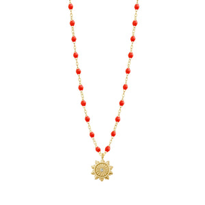 Gigi Clozeau - Lucky Sun Coral Diamond Necklace, Yellow Gold, 16.5"