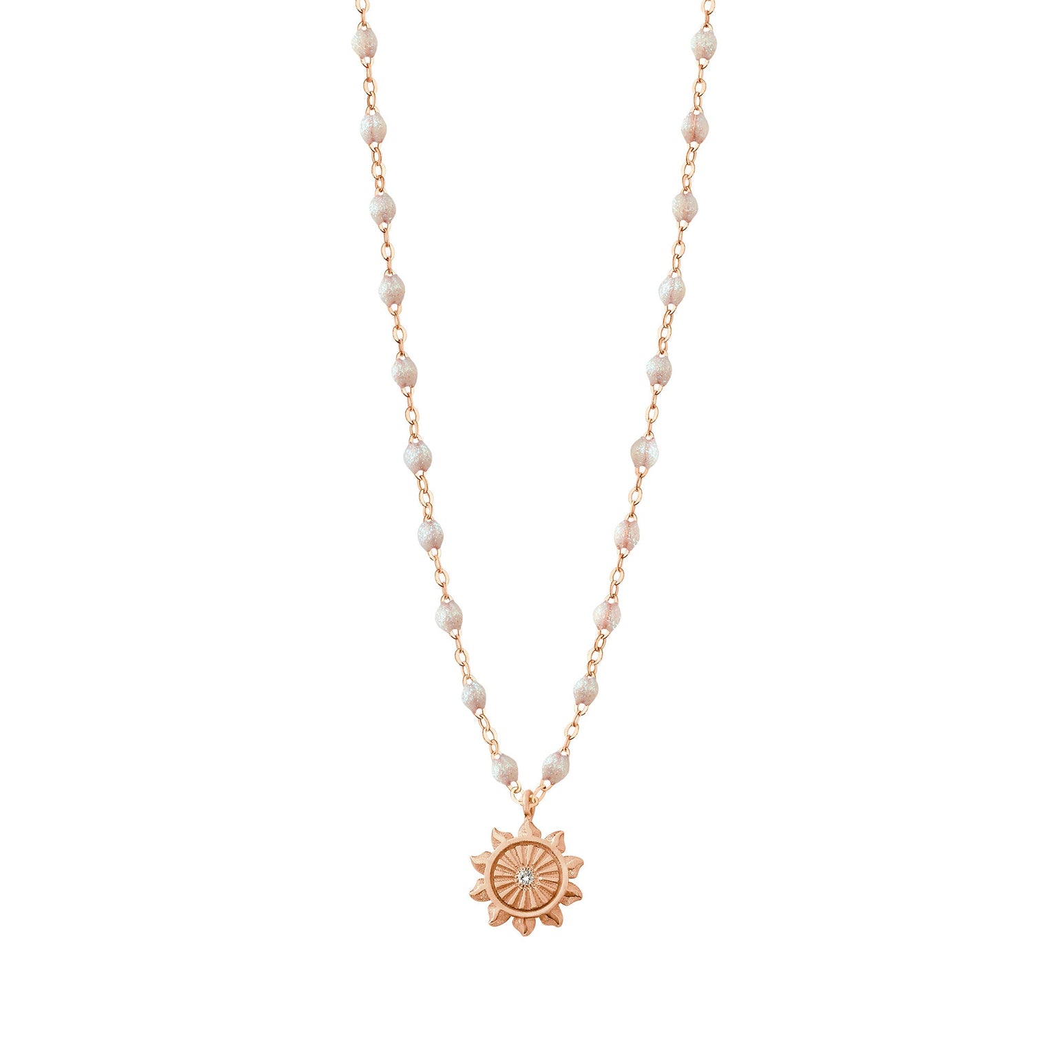Gigi Clozeau - Lucky Sun Opal Diamond Necklace, Rose Gold, 16.5"