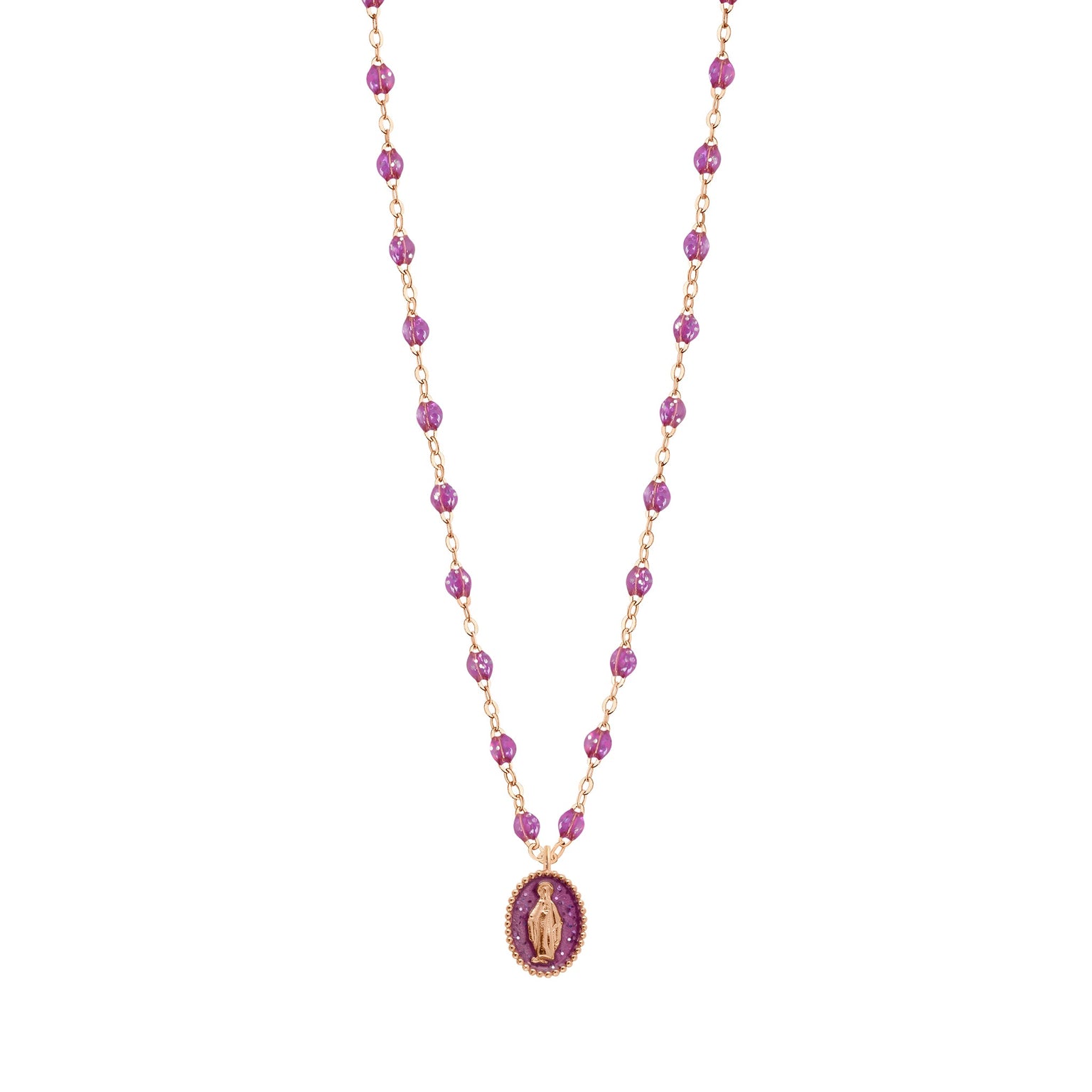 Gigi Clozeau - Madone Resin Charm Classic Gigi Galaxy Necklace, Rose Gold, 16.5"