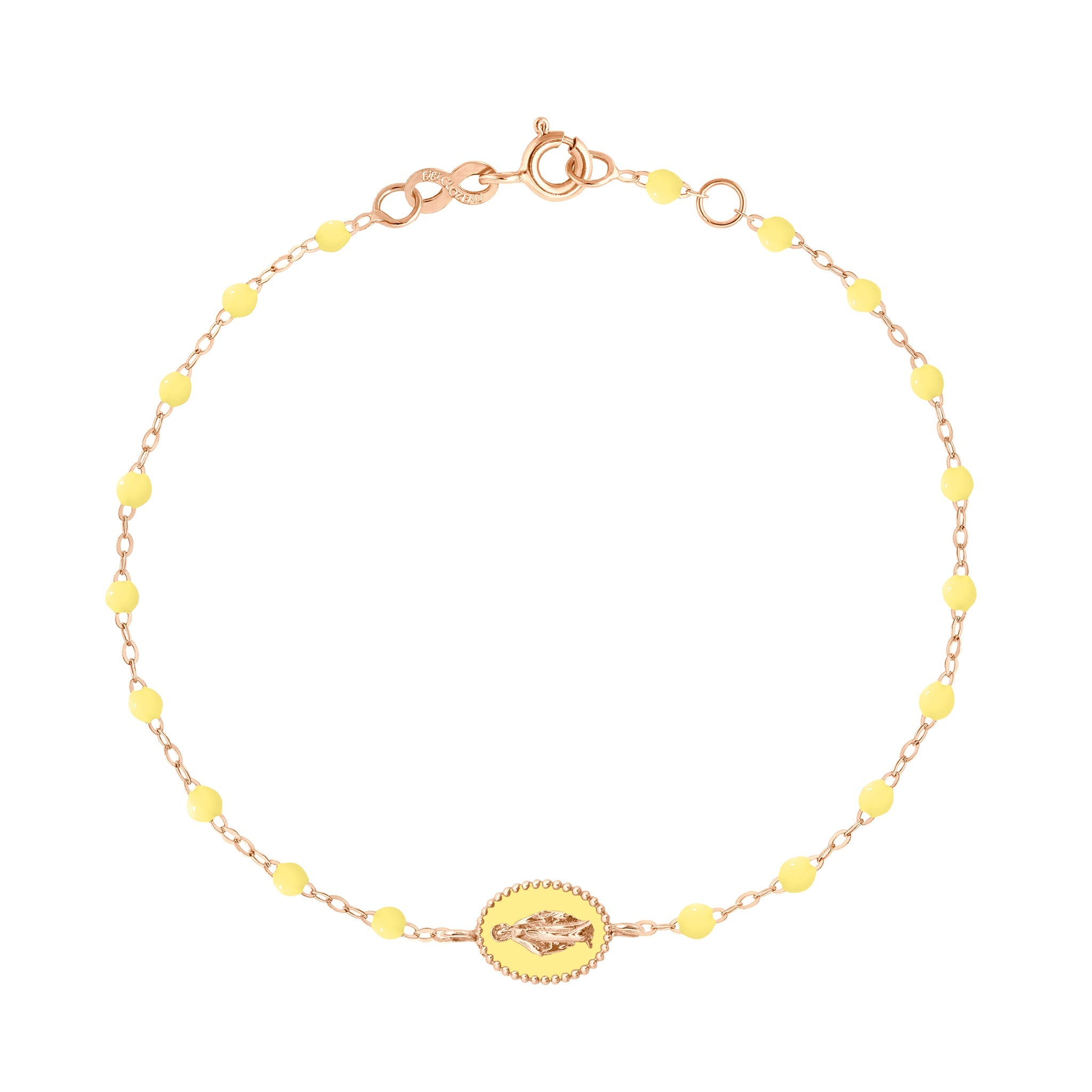Gigi Clozeau - Madone resin charm Classic Gigi Mimosa Necklace, Rose Gold, 6.7"