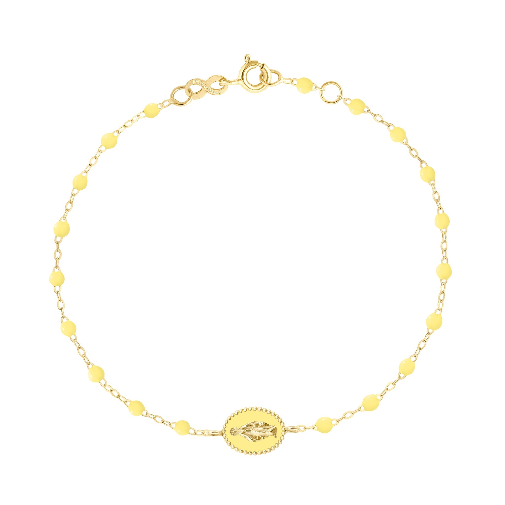 Gigi Clozeau - Madone resin charm Classic Gigi Mimosa Necklace, Yellow Gold, 6.7"