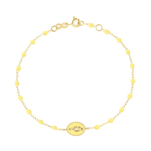 Gigi Clozeau - Madone resin charm Classic Gigi Mimosa Necklace, Yellow Gold, 6.7"
