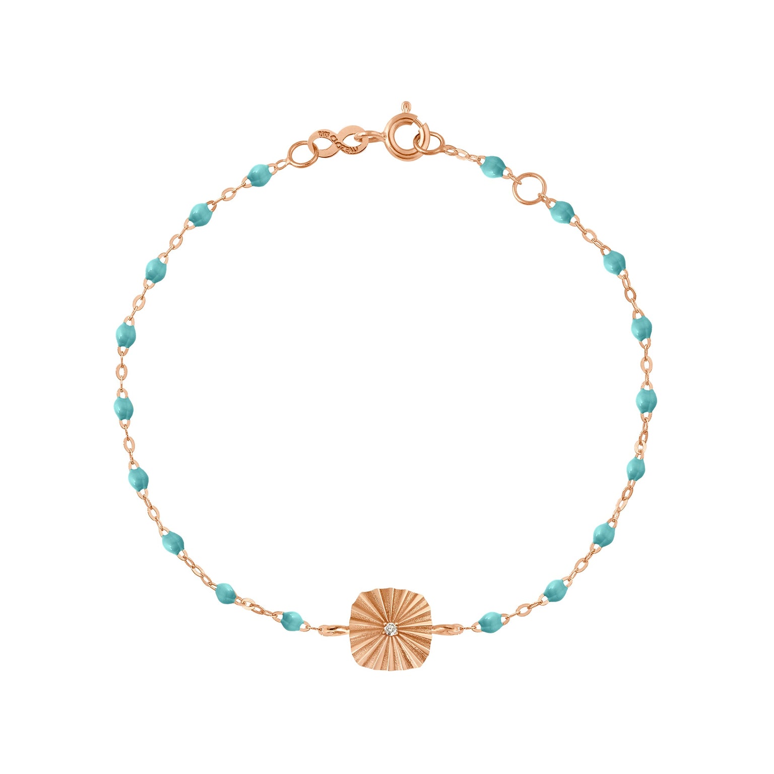 Gigi Clozeau - Miss Lumière Turquoise Green Diamond Bracelet, Rose Gold, 6.7"