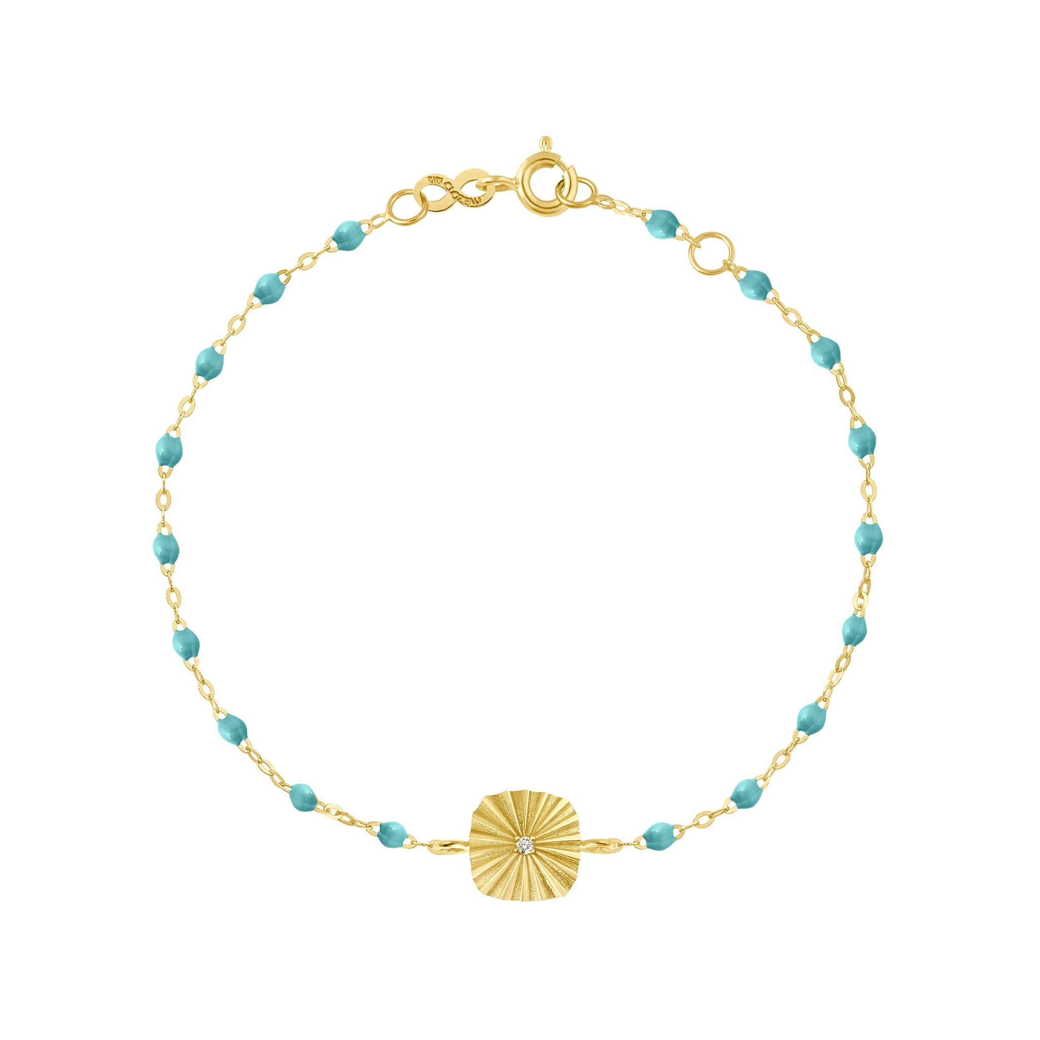 Gigi Clozeau - Miss Lumière Turquoise Green Diamond Bracelet, Yellow Gold, 6.7"