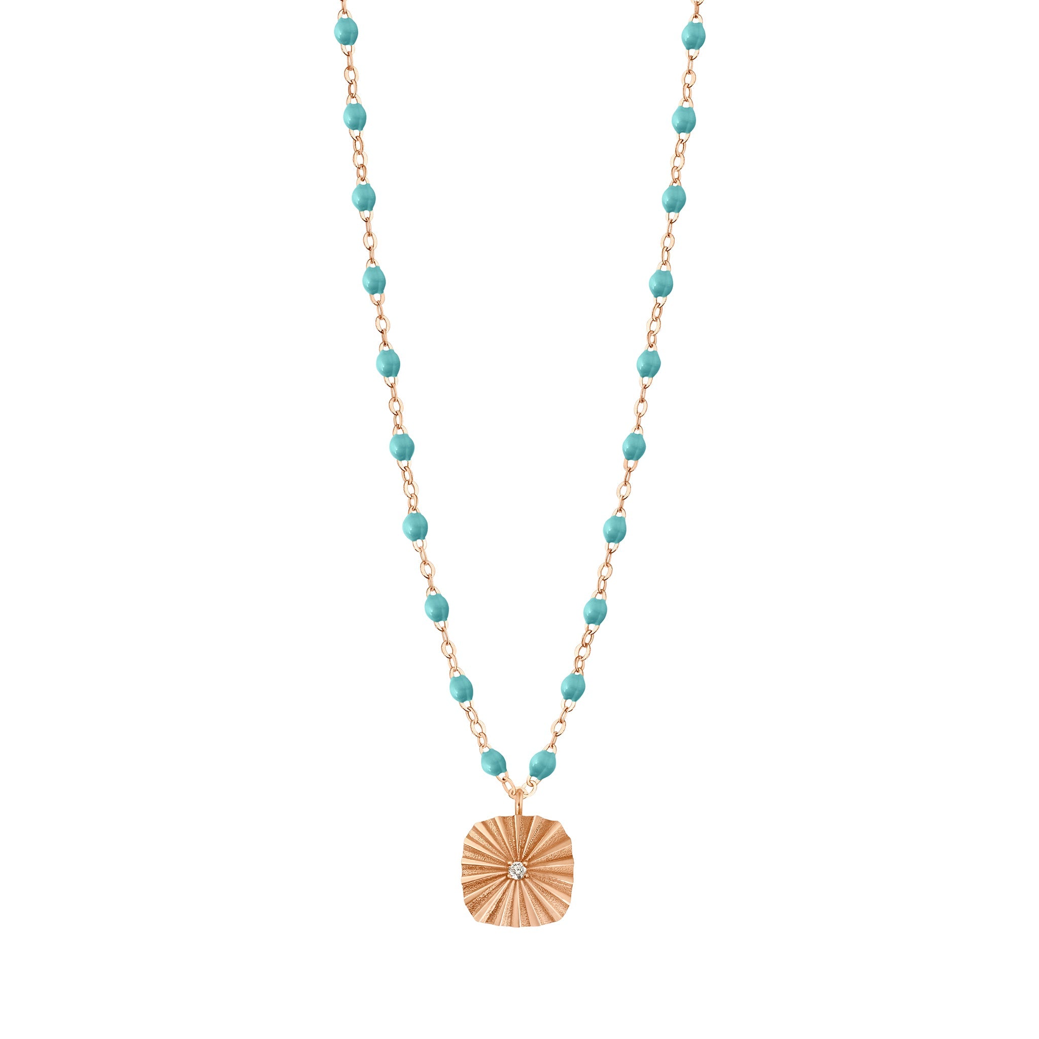 Gigi Clozeau - Miss Lumière Turquoise Green Diamond Necklace, Rose Gold, 16.5"