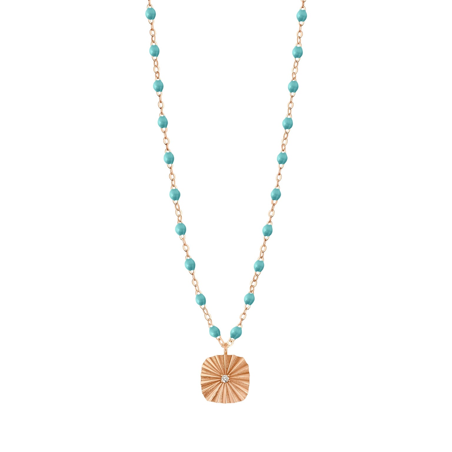 Gigi Clozeau - Miss Lumière Turquoise Green Diamond Necklace, Rose Gold, 16.5"