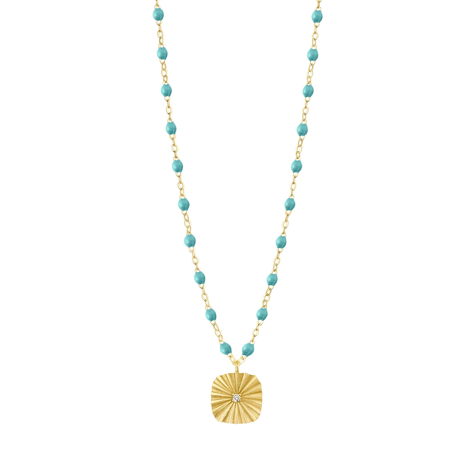 Gigi Clozeau - Miss Lumière Turquoise Green Diamond Necklace, Yellow Gold, 16.5"