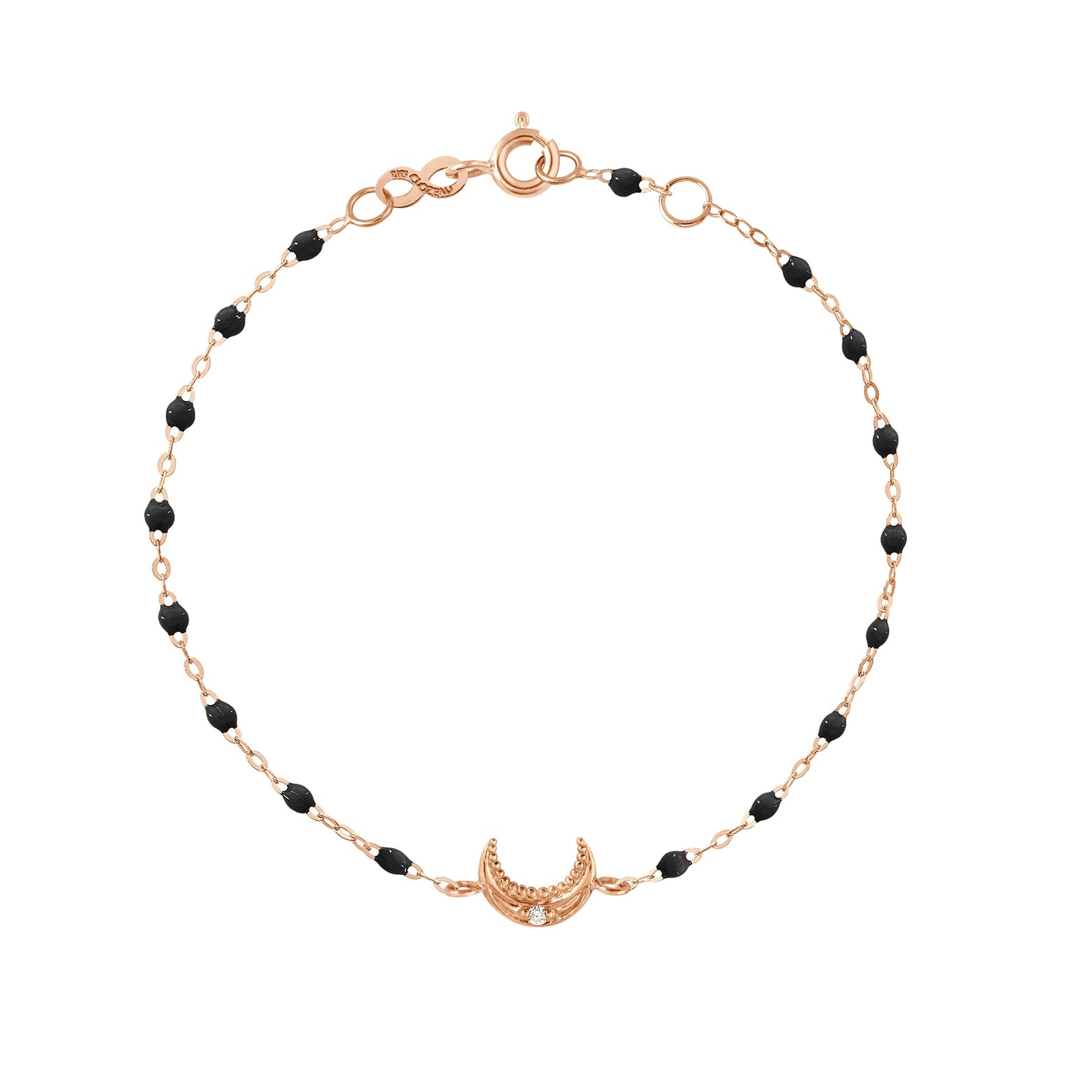 Gigi Clozeau - Moon Black Diamond Bracelet, Rose Gold, 6.7"