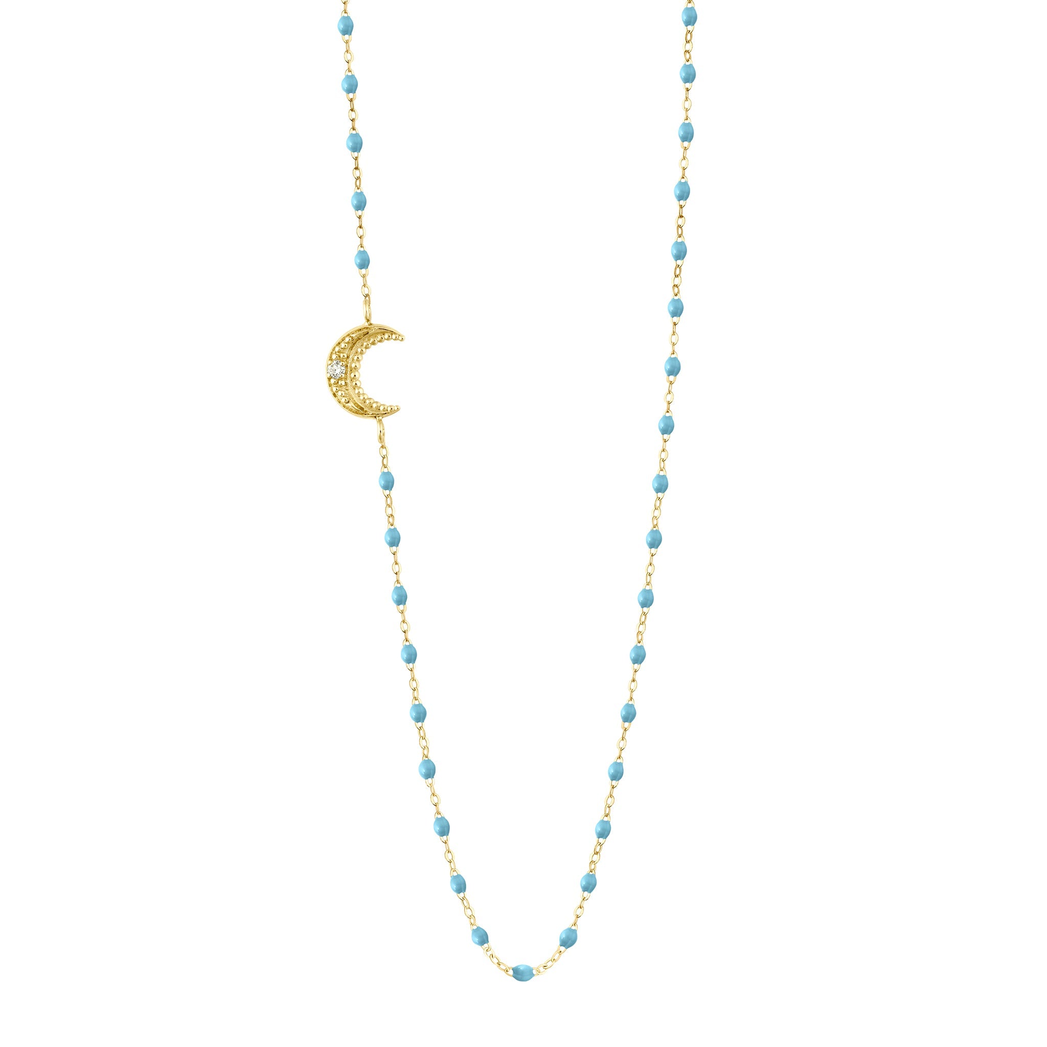 Moon Turquoise Diamond Necklace, Yellow Gold, 16.5