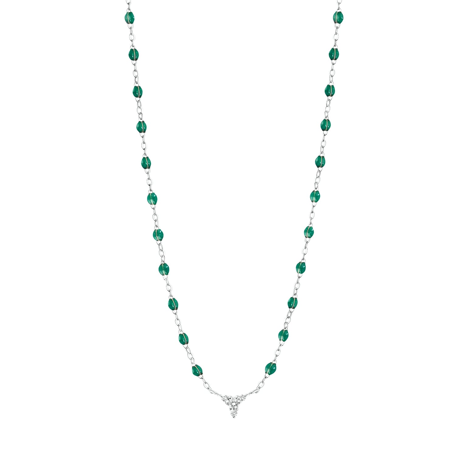 Gigi Clozeau - Petite Kosmos Emerald necklace, White Gold, 16.5"