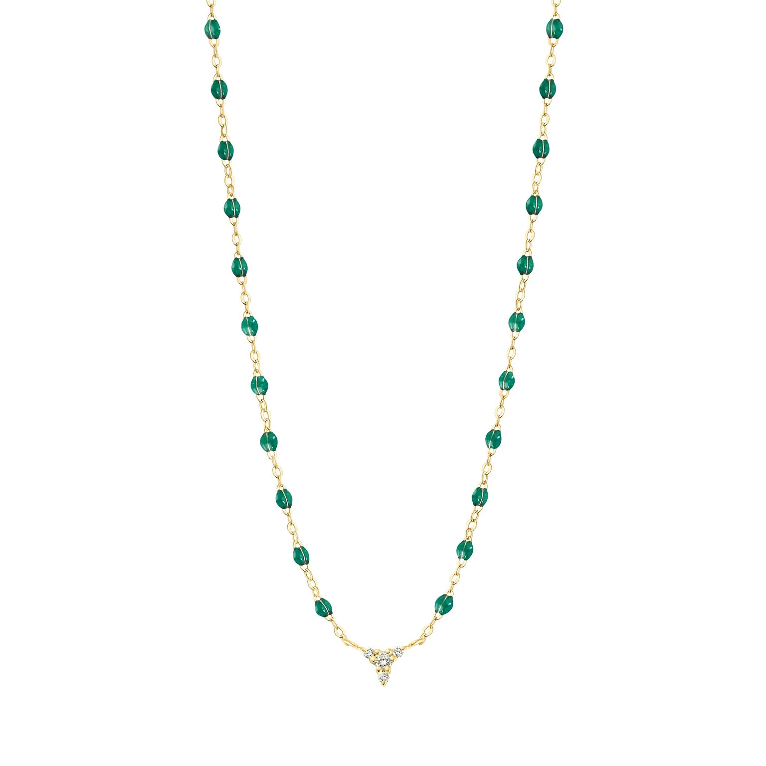 Gigi Clozeau - Petite Kosmos Emerald necklace, Yellow Gold, 16.5"