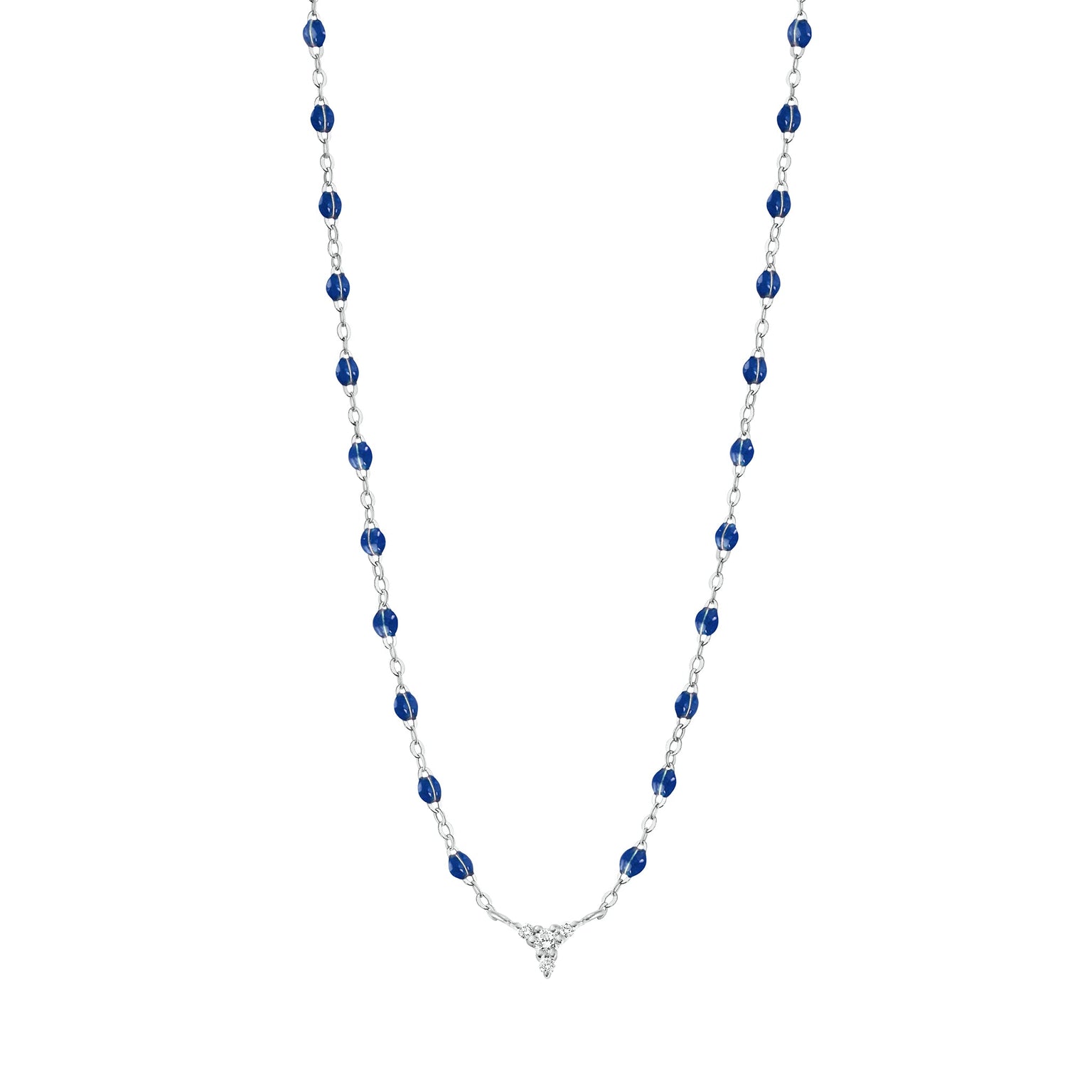 Gigi Clozeau - Petite Kosmos Lapis necklace, White Gold, 16.5"