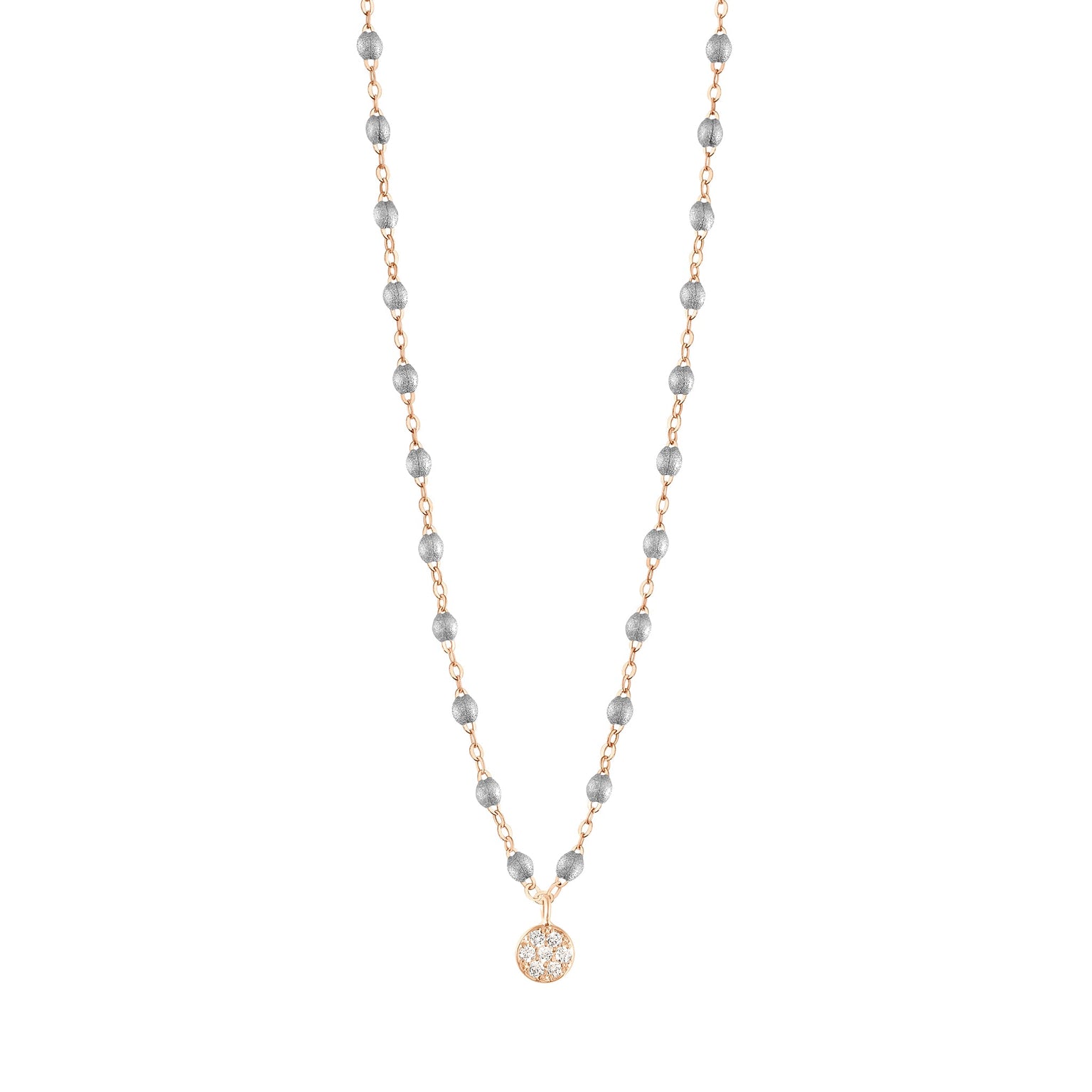 Gigi Clozeau - Puce Classic Gigi Silver diamond necklace, Rose Gold, 16.5"