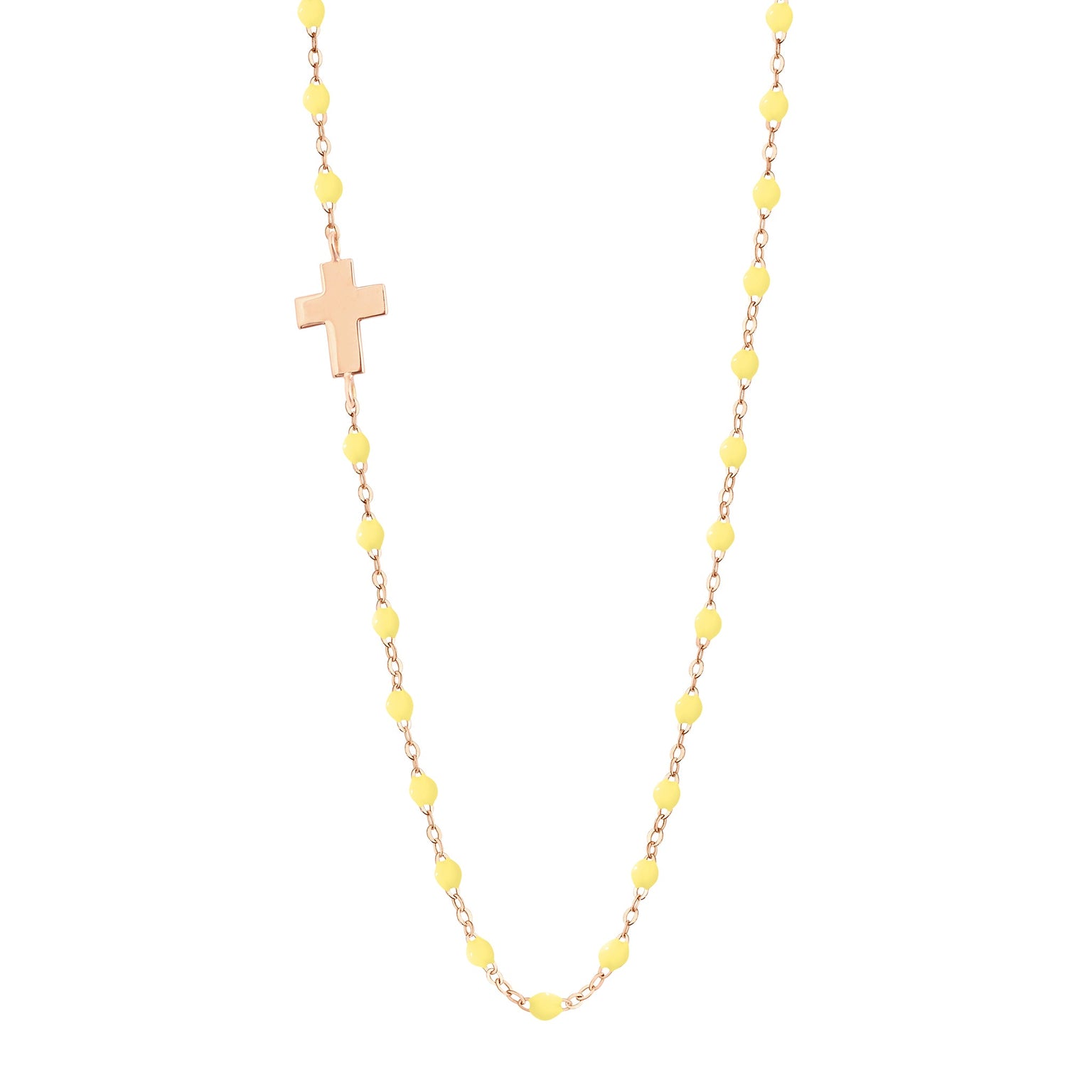 Gigi Clozeau - Side Cross Charm Classic Gigi Mimosa Necklace, Rose Gold, 16.5"