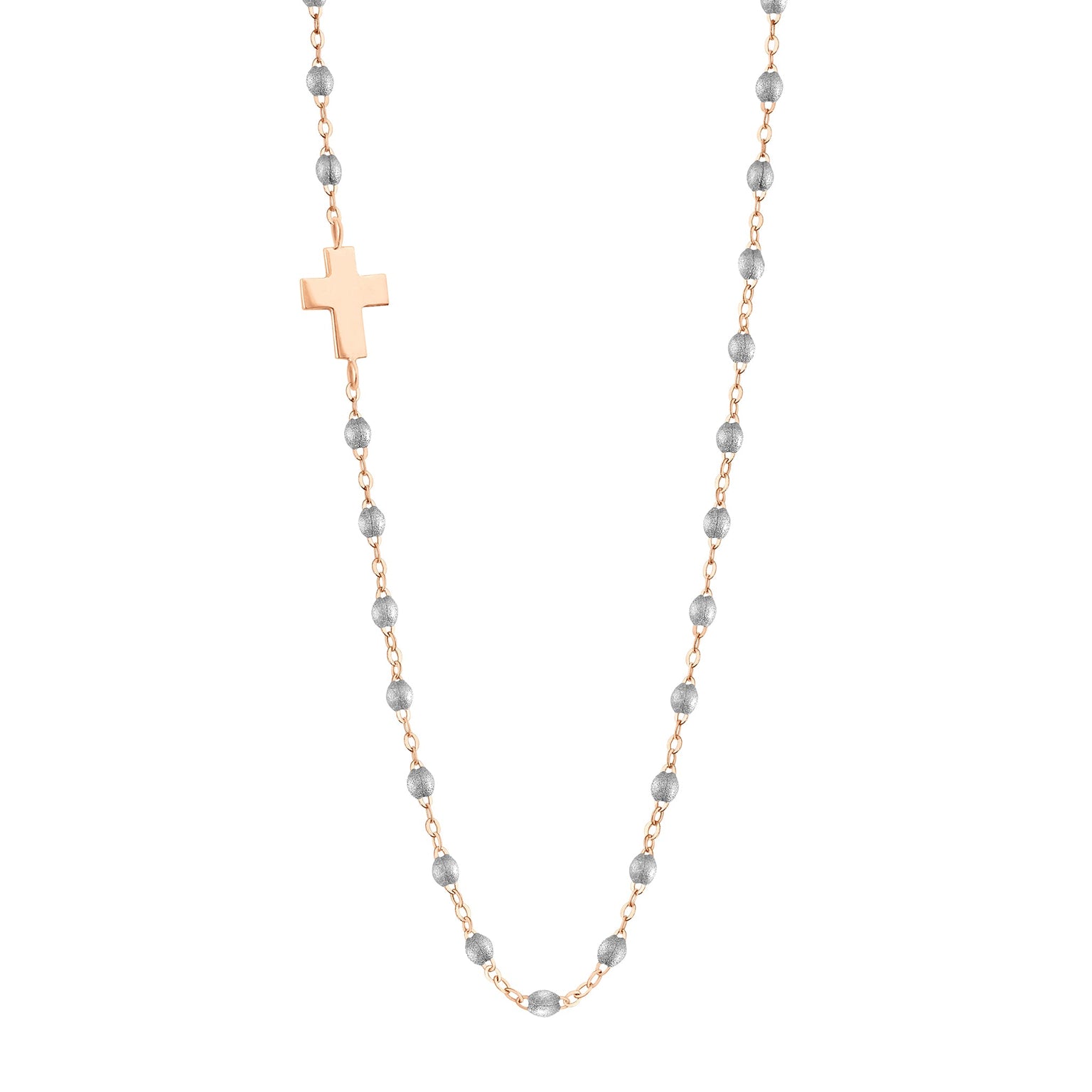 Gigi Clozeau - Side Cross Charm Classic Gigi Silver necklace, Rose Gold, 16.5"