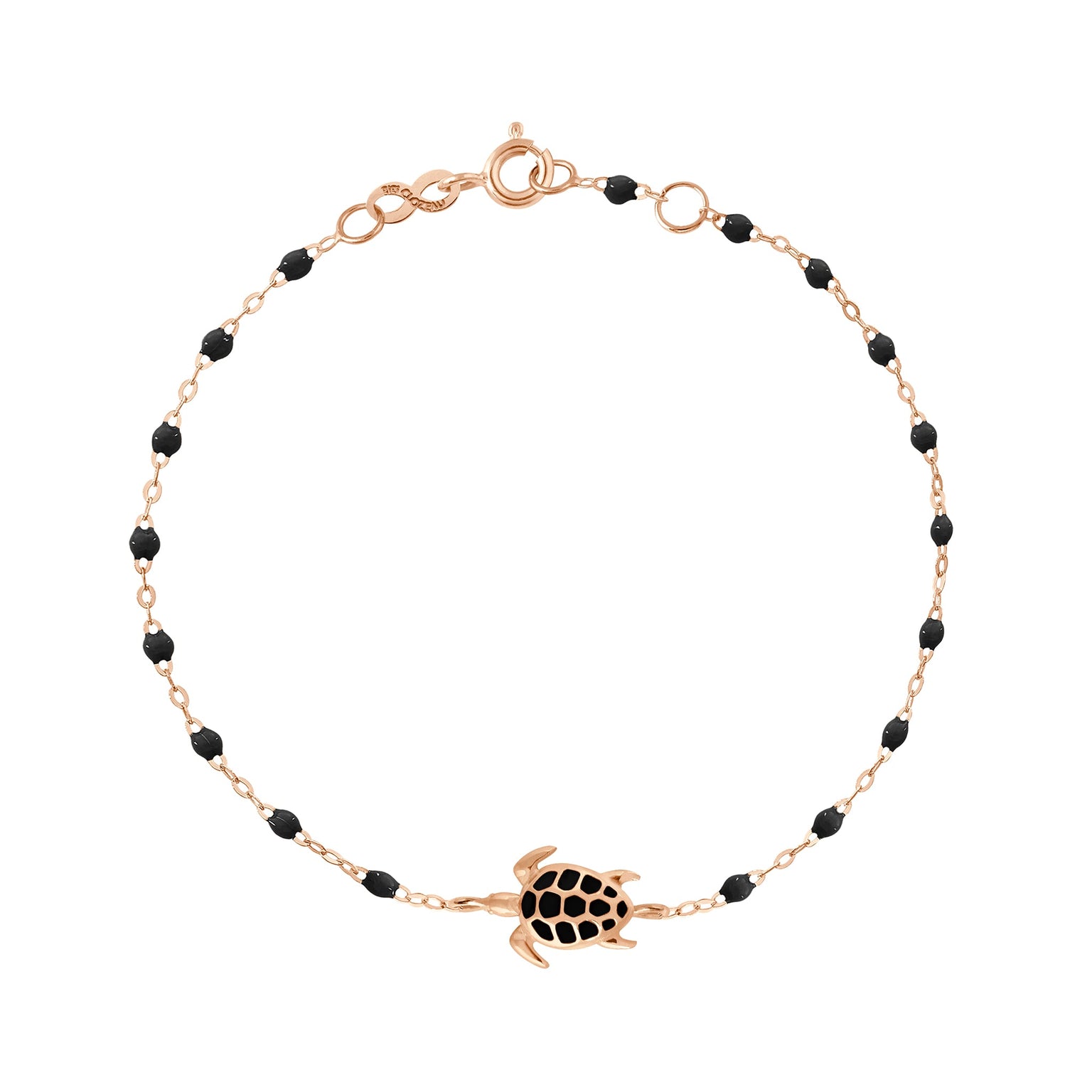 Gigi Clozeau - Turtle Black Bracelet, Rose Gold, 6.7"