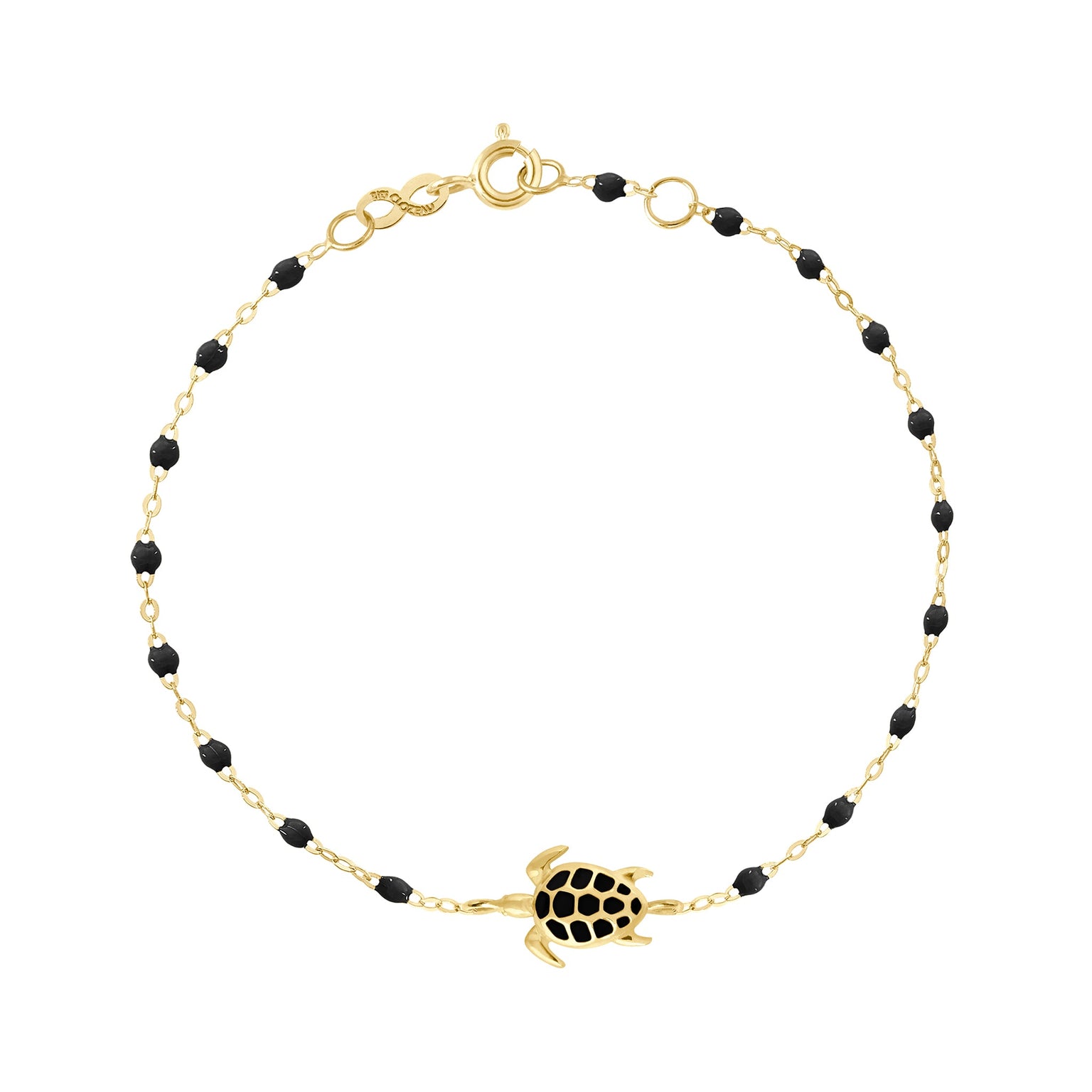 Gigi Clozeau - Turtle Black Bracelet, Yellow Gold, 6.7"