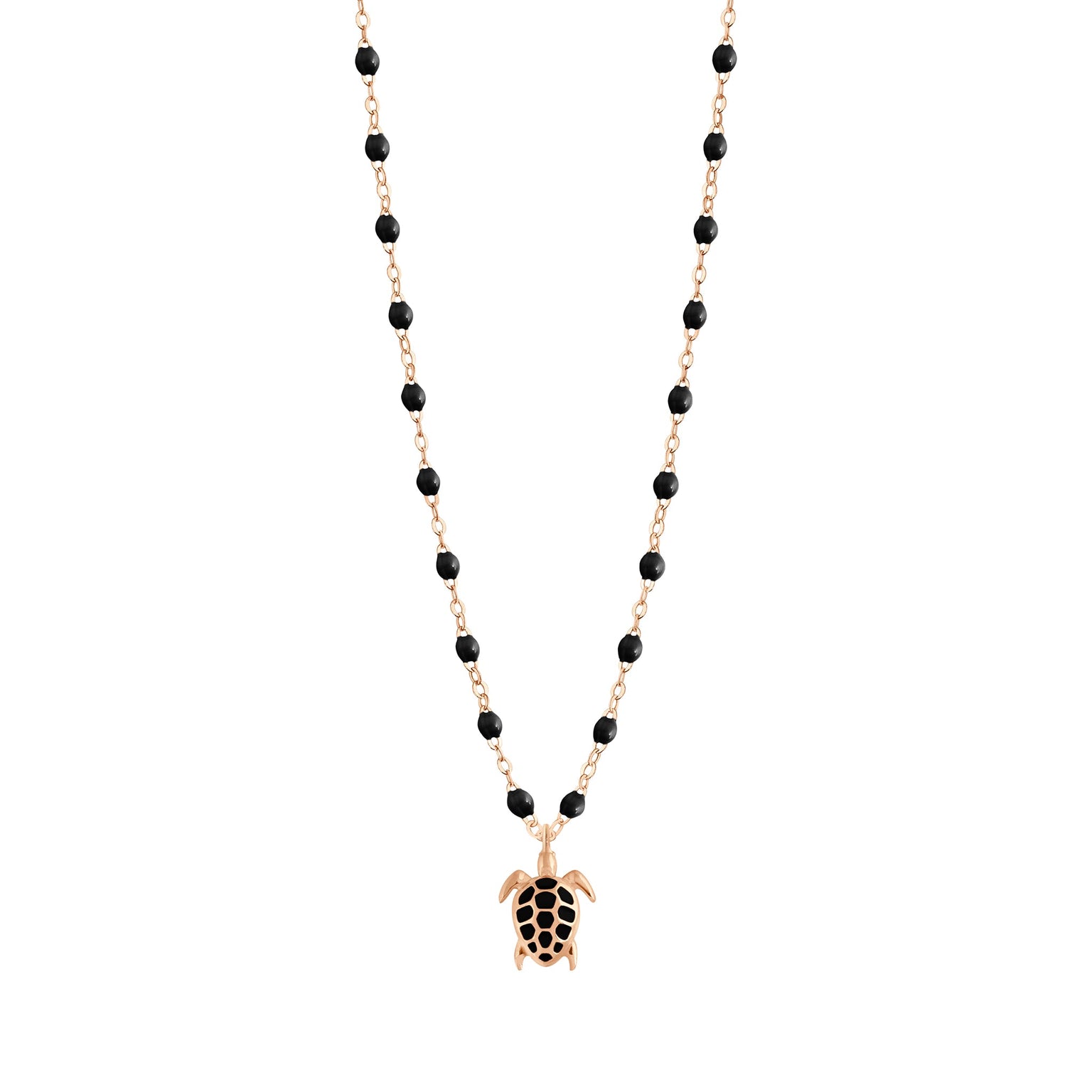 Gigi Clozeau - Turtle Black Necklace, Rose Gold, 16.5"