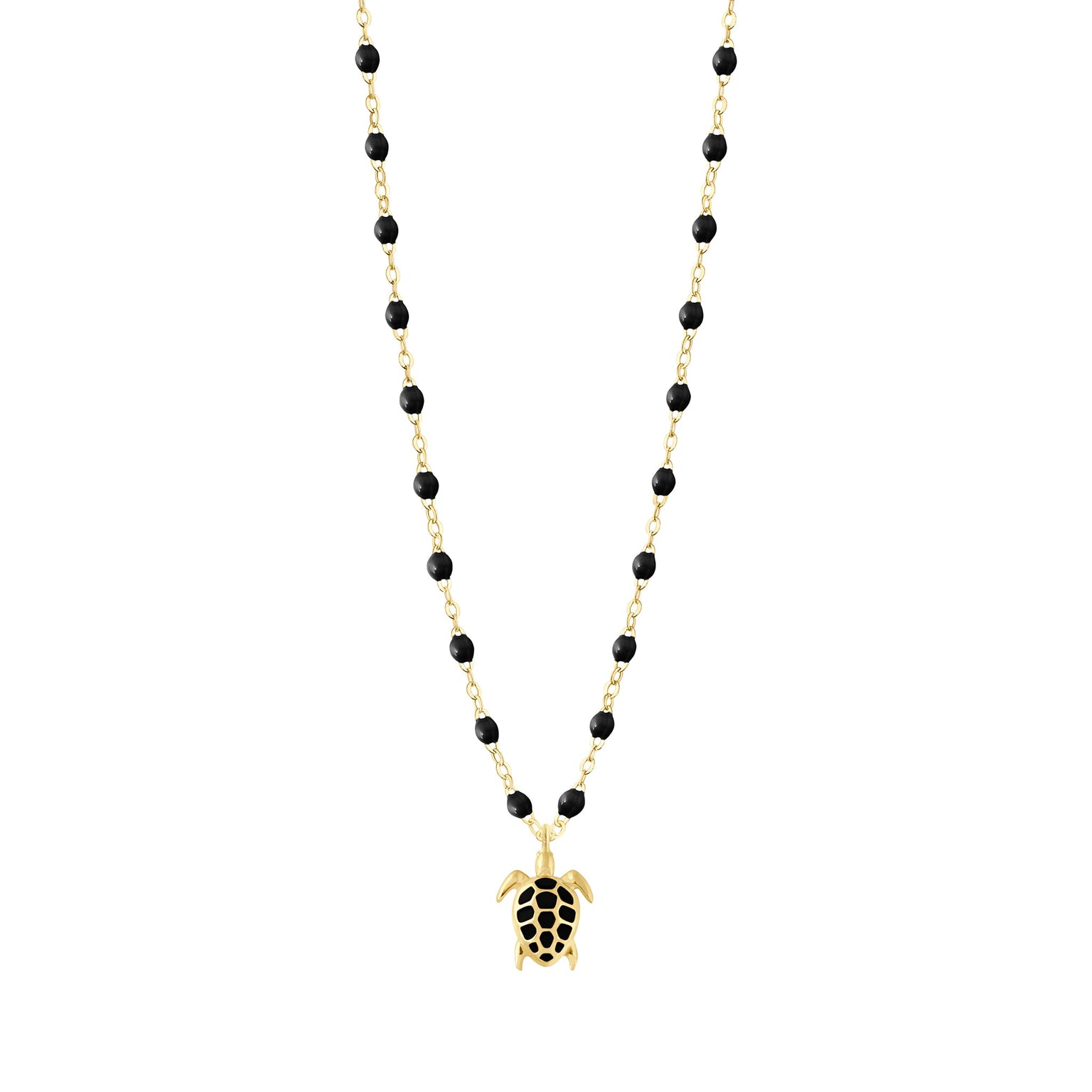 Gigi Clozeau - Turtle Black Necklace, Yellow Gold, 16.5"