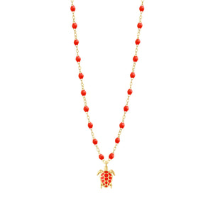 Gigi Clozeau - Turtle Coral Necklace, Yellow Gold, 16.5"