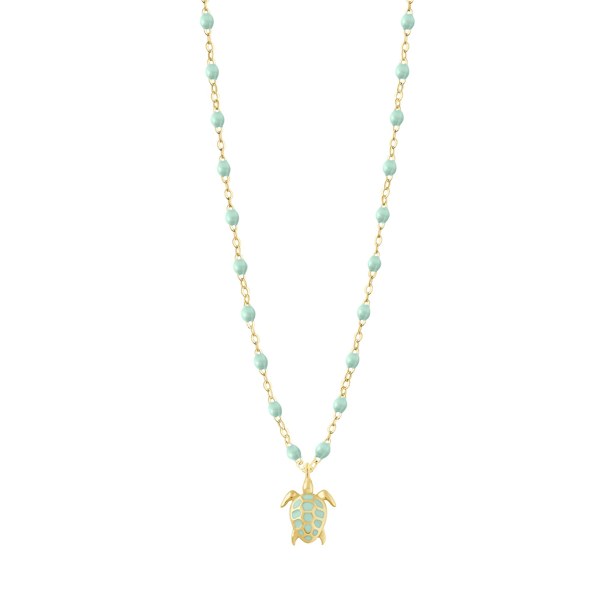 Turtle Jade Necklace, Yellow Gold, 16.5