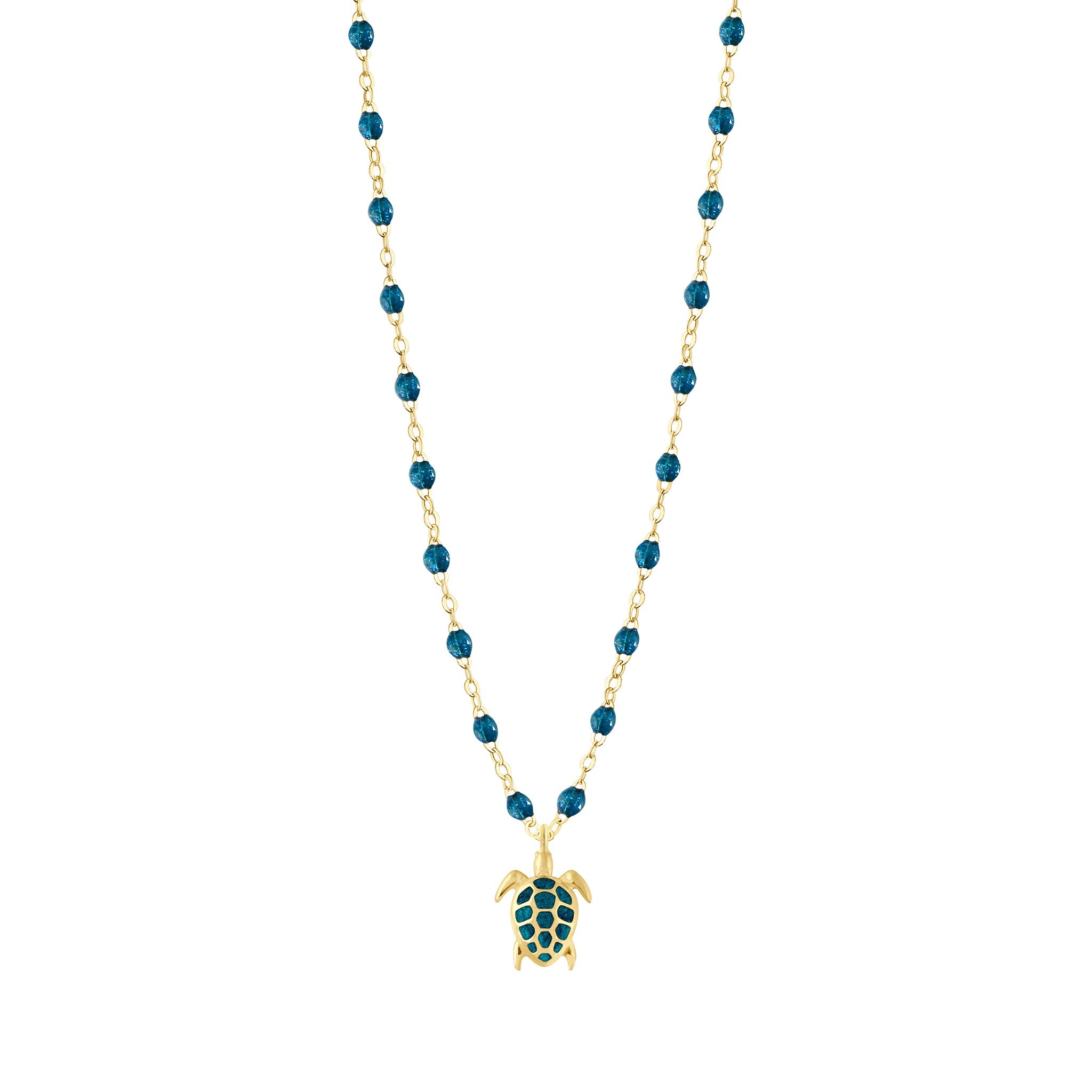 Turtle Jungle Necklace, Yellow Gold, 16.5
