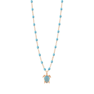 Gigi Clozeau - Turtle Turquoise Necklace, Rose Gold, 16.5"