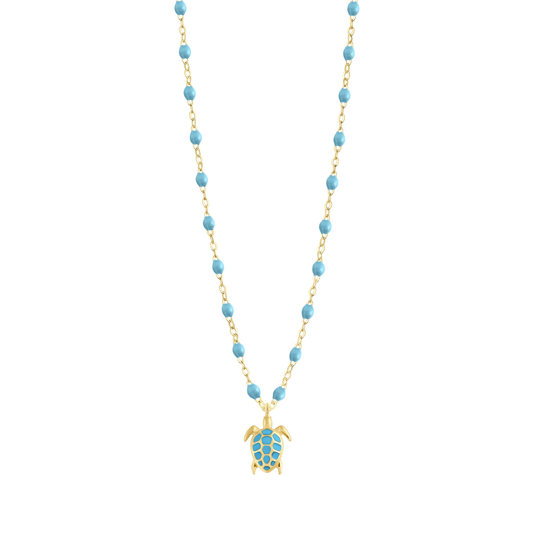 Turtle Turquoise Necklace, Yellow Gold, 16.5