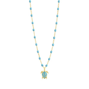 Gigi Clozeau - Turtle Turquoise Necklace, Yellow Gold, 16.5"