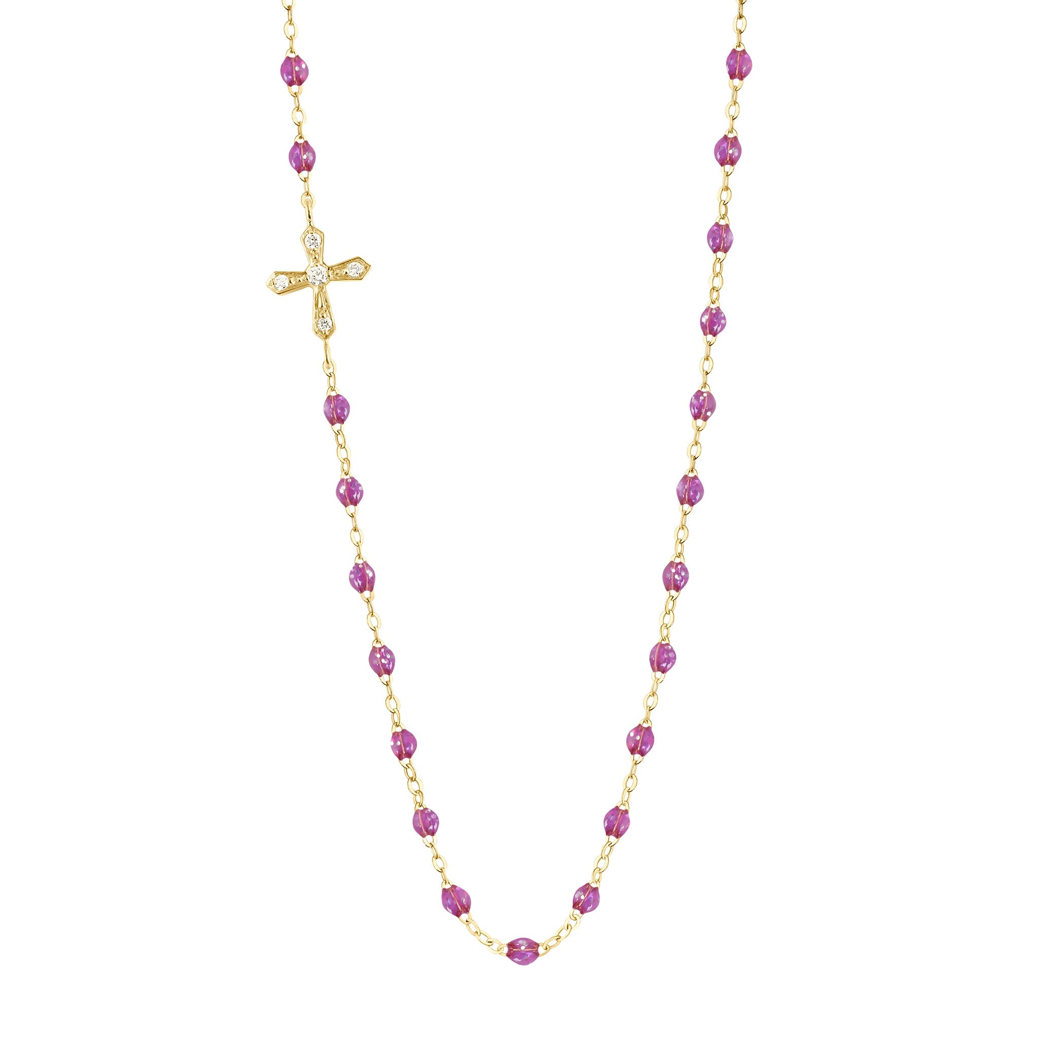 Gigi Clozeau - Vintage Cross Diamond Necklace, Galaxy, Yellow Gold, 16.5"