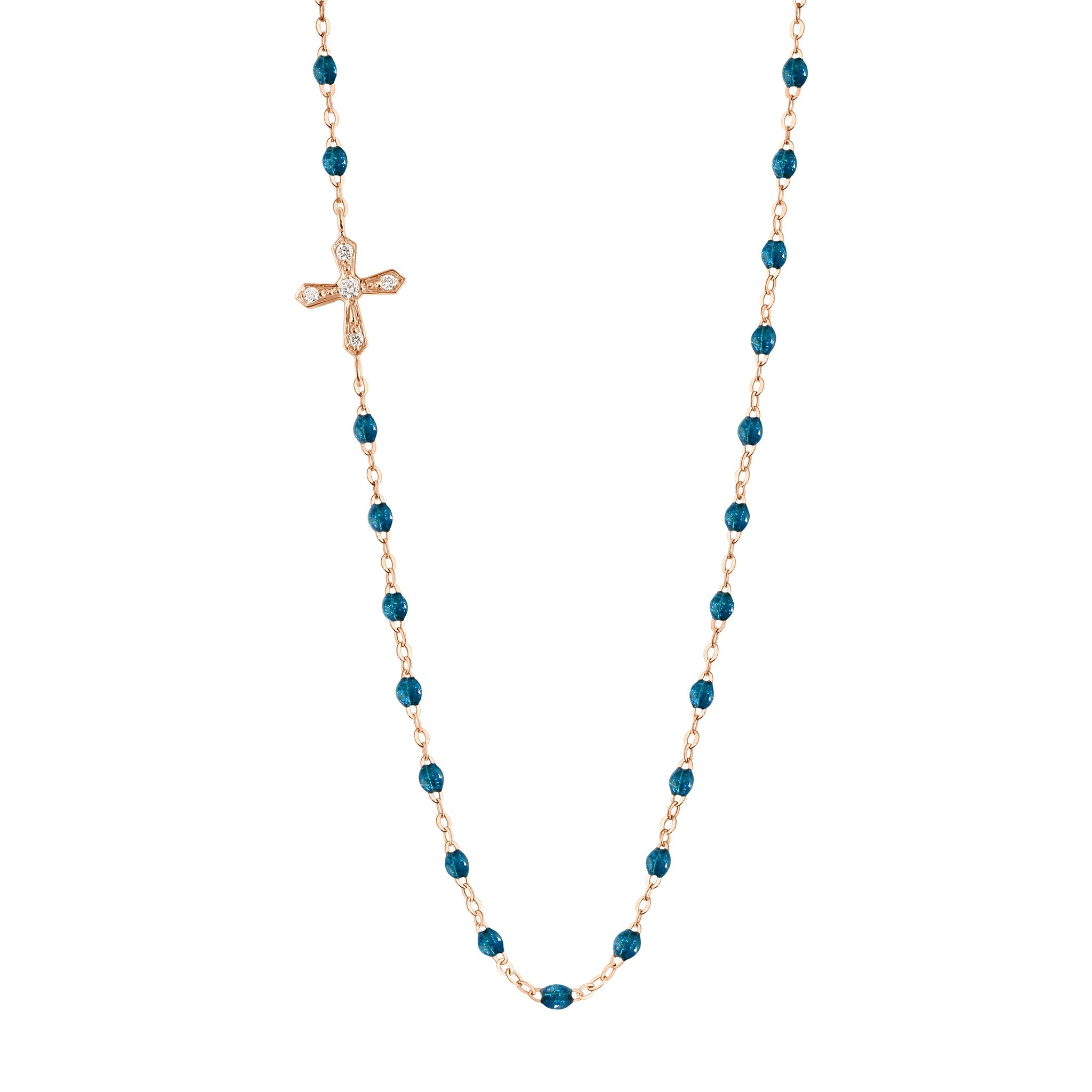 Gigi Clozeau - Vintage Cross Diamond Necklace, Jungle, Rose Gold, 16.5"