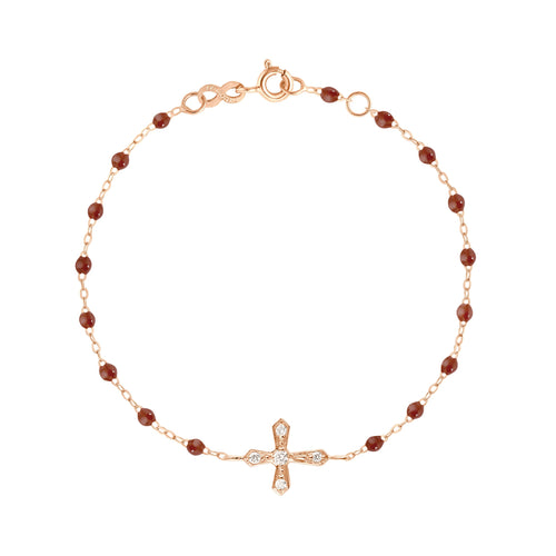Gigi Clozeau - Classic Cross Vintage Diamond Moka Bracelet, Rose Gold, 6.7