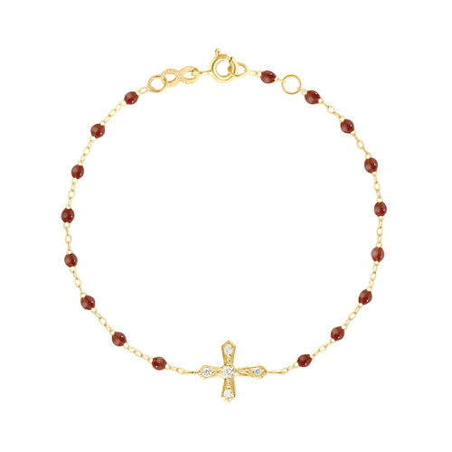 Gigi Clozeau - Classic Cross Vintage Diamond Moka Bracelet, Yellow Gold, 6.7