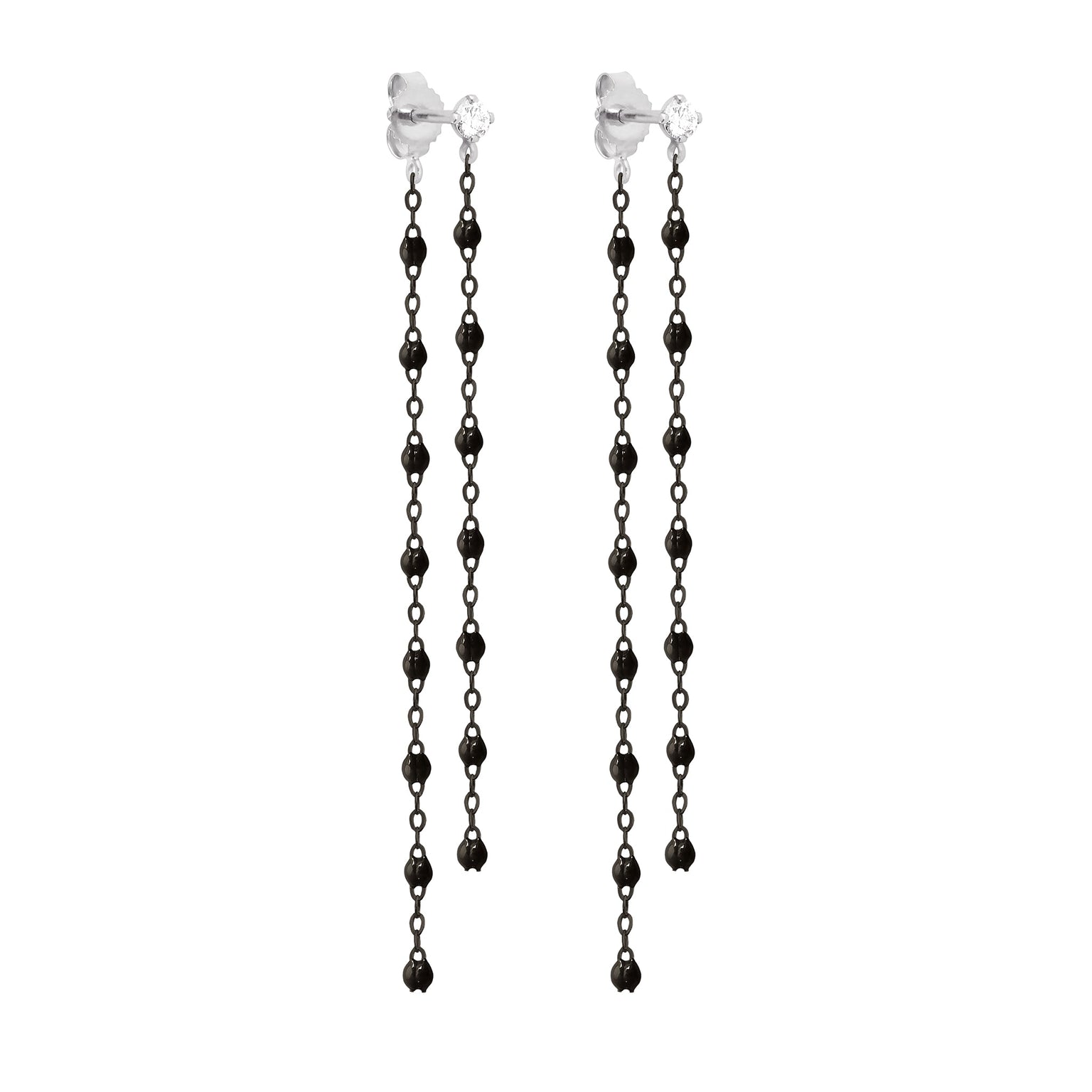 Gigi Clozeau - Classic Gigi Dangling Black Earrings, Diamonds, Black Gold