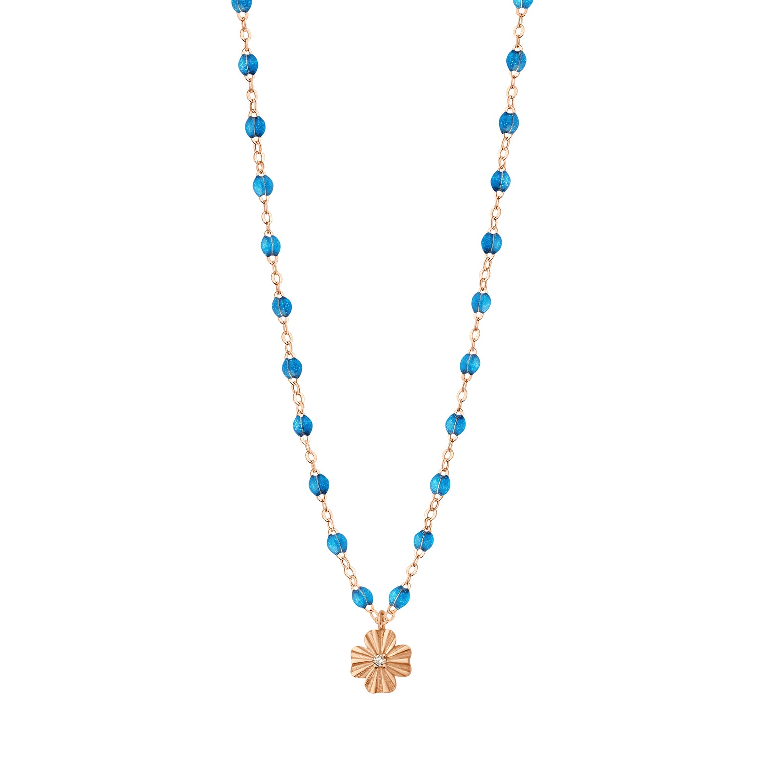 Gigi Clozeau - Clover Lumiere Azur Diamond Necklace, Rose Gold, 16.5"