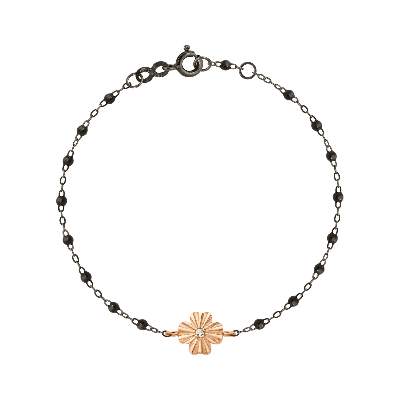 Gigi Clozeau - Clover Lumière Black Diamond Bracelet, Black and Rose Gold, 6.7"