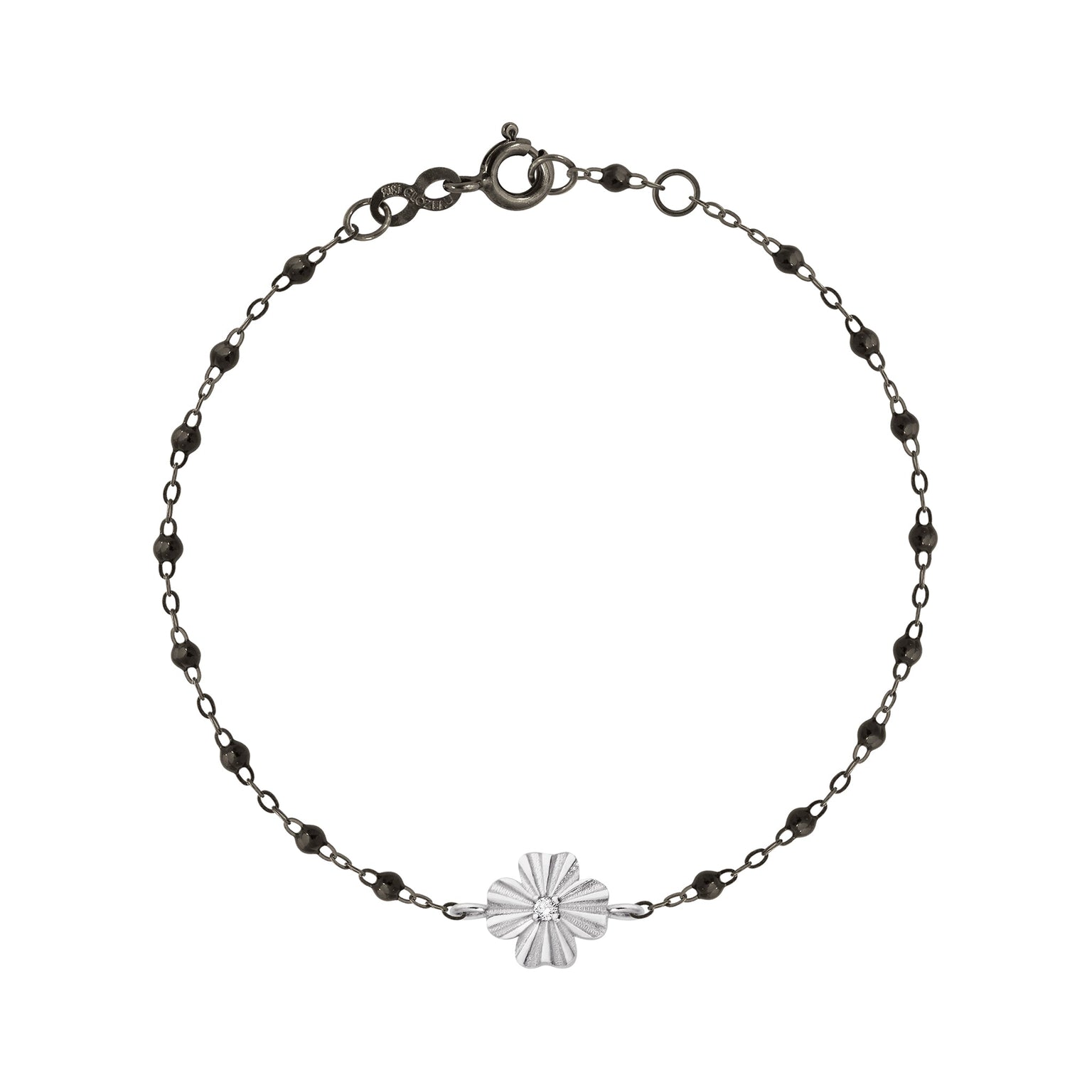 Gigi Clozeau - Clover Lumière Black Diamond Bracelet, Black and White Gold, 6.7"