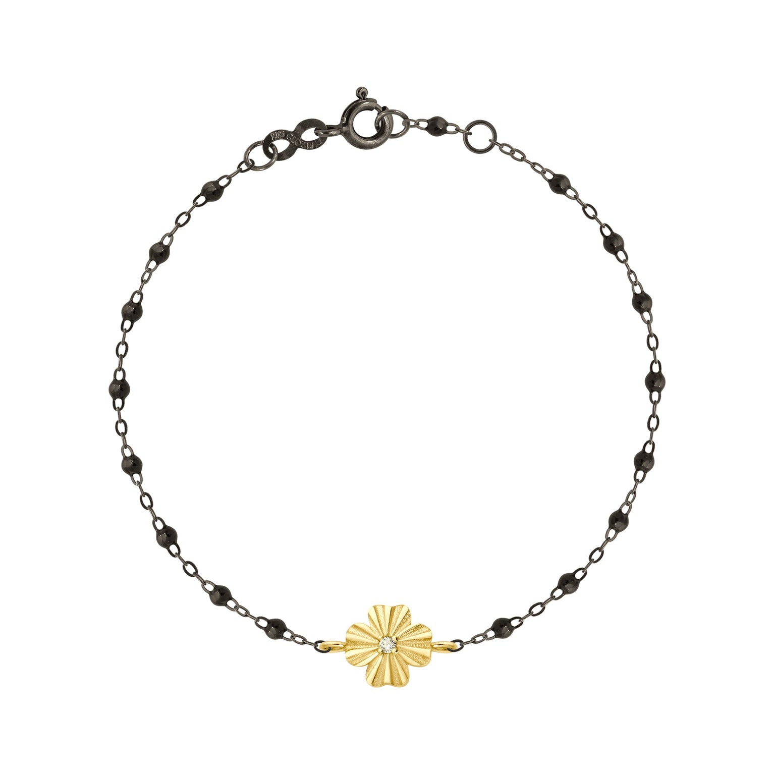 Gigi Clozeau - Clover Lumière Black Diamond Bracelet, Black and Yellow Gold, 6.7"