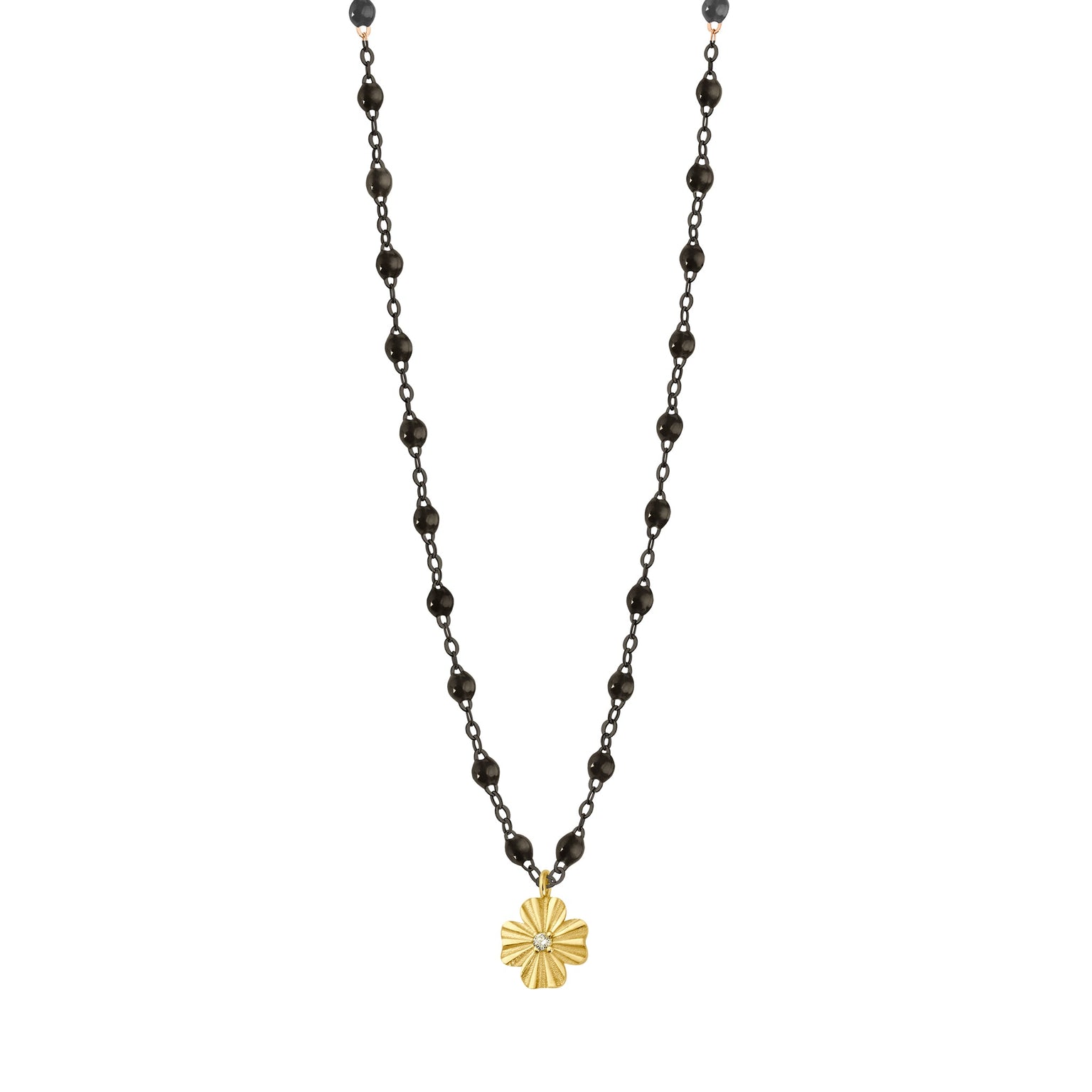 Gigi Clozeau - Clover Lumière Black Diamond Necklace, Black and Yellow Gold, 16.5"
