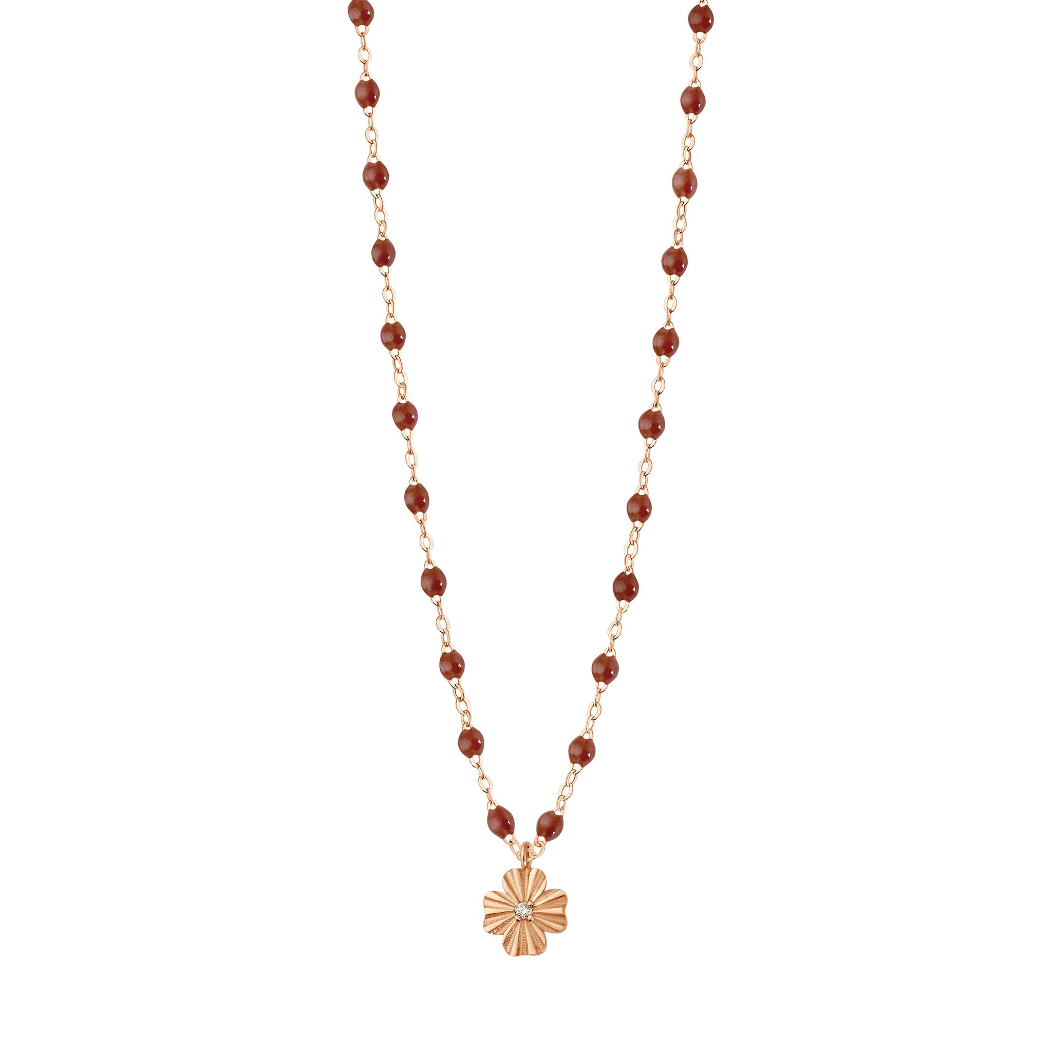 Gigi Clozeau - Clover Lumière Moka Diamond Necklace, Rose Gold, 16.5"
