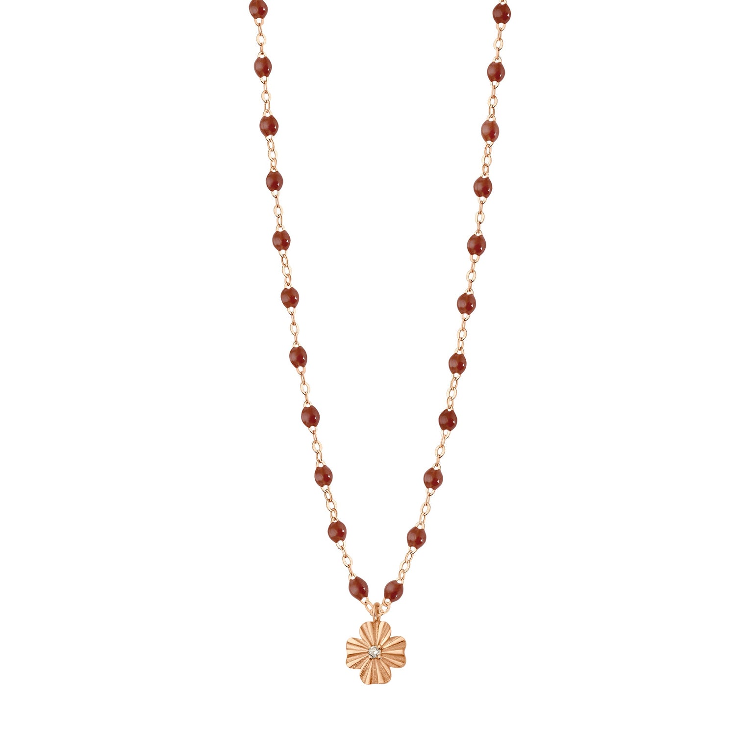 Gigi Clozeau - Clover Lumière Moka Diamond Necklace, Rose Gold, 16.5"