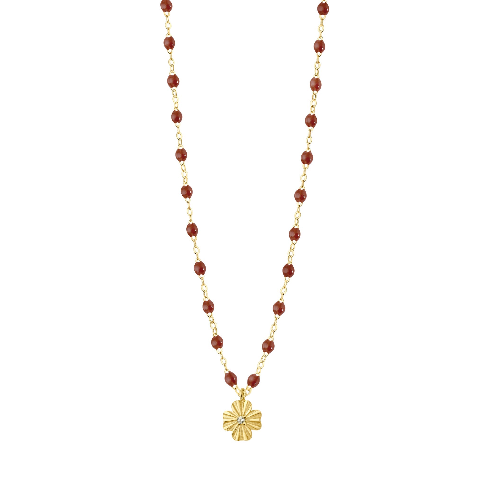 Gigi Clozeau - Clover Lumière Moka Diamond Necklace, Yellow Gold, 16.5"