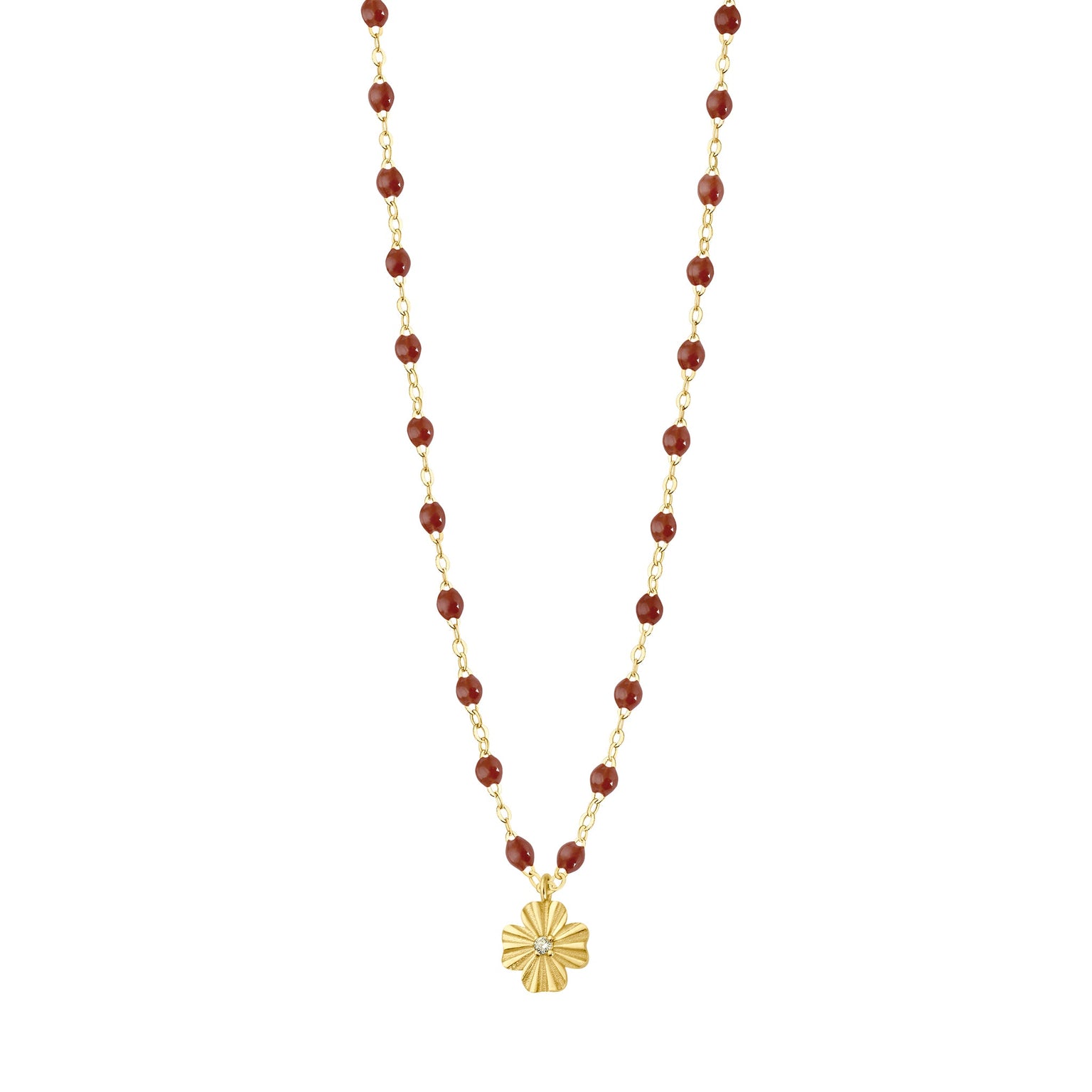 Gigi Clozeau - Clover Lumière Moka Diamond Necklace, Yellow Gold, 16.5"