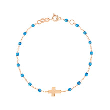 Gigi Clozeau - Cross Charm Classic Gigi Azur Bracelet, Rose Gold, 6.7"