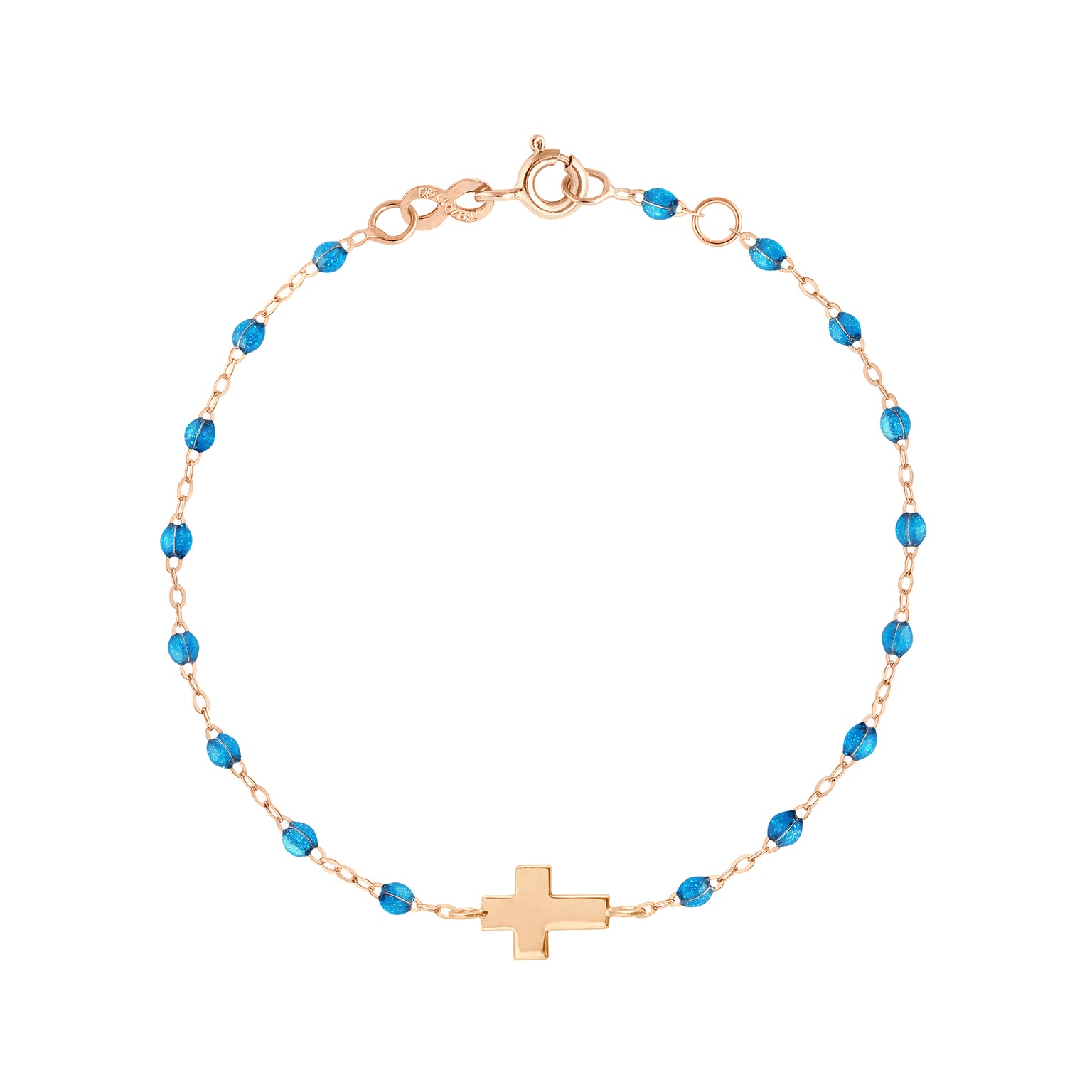 Gigi Clozeau - Cross Charm Classic Gigi Azur Bracelet, Rose Gold, 6.7"