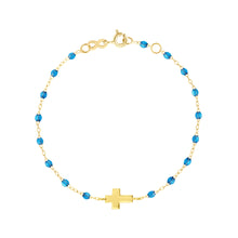 Gigi Clozeau - Cross Charm Classic Gigi Azur Bracelet, Yellow Gold, 6.7"