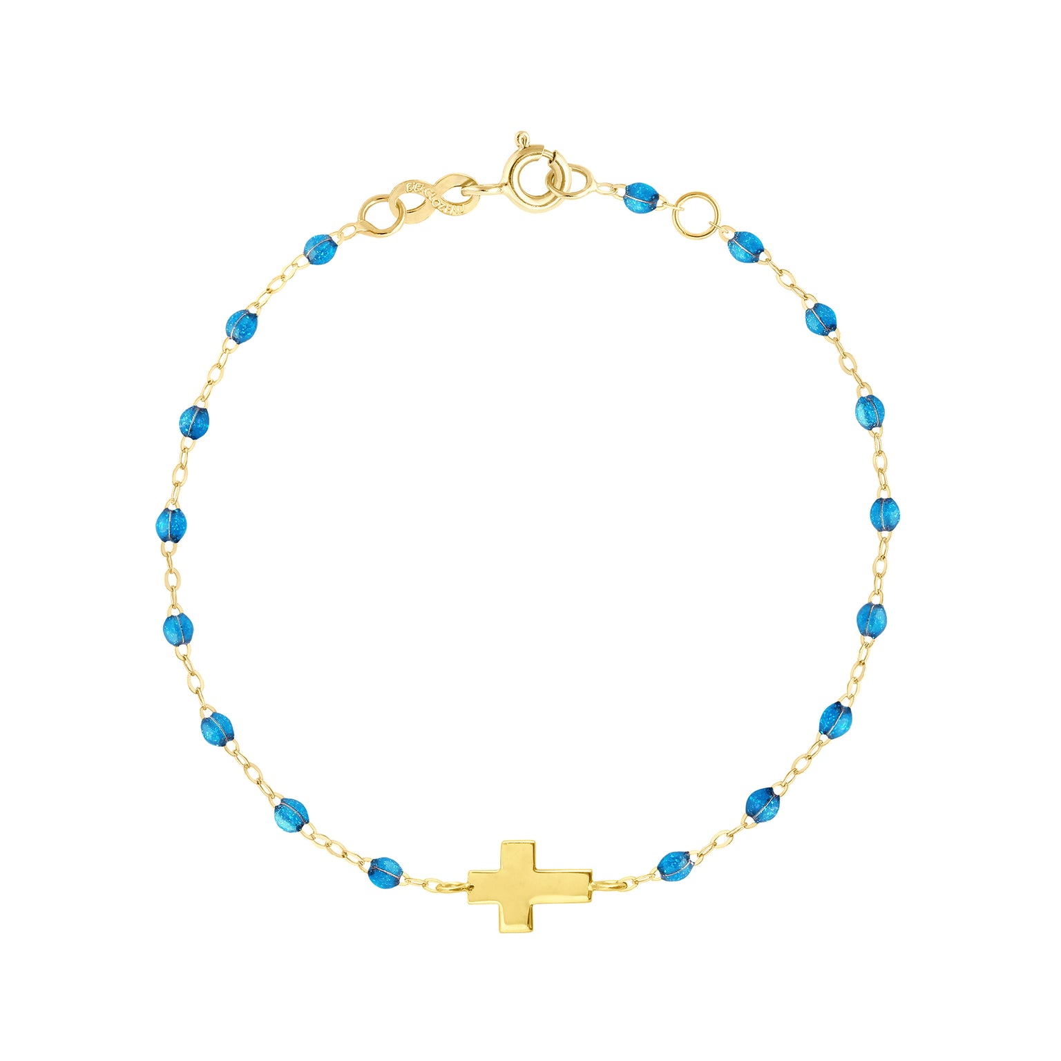 Gigi Clozeau - Cross Charm Classic Gigi Azur Bracelet, Yellow Gold, 6.7"