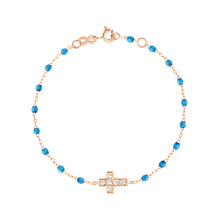 Gigi Clozeau - Cross Charm Classic Gigi Azur Diamond Bracelet, Rose Gold, 6.7"